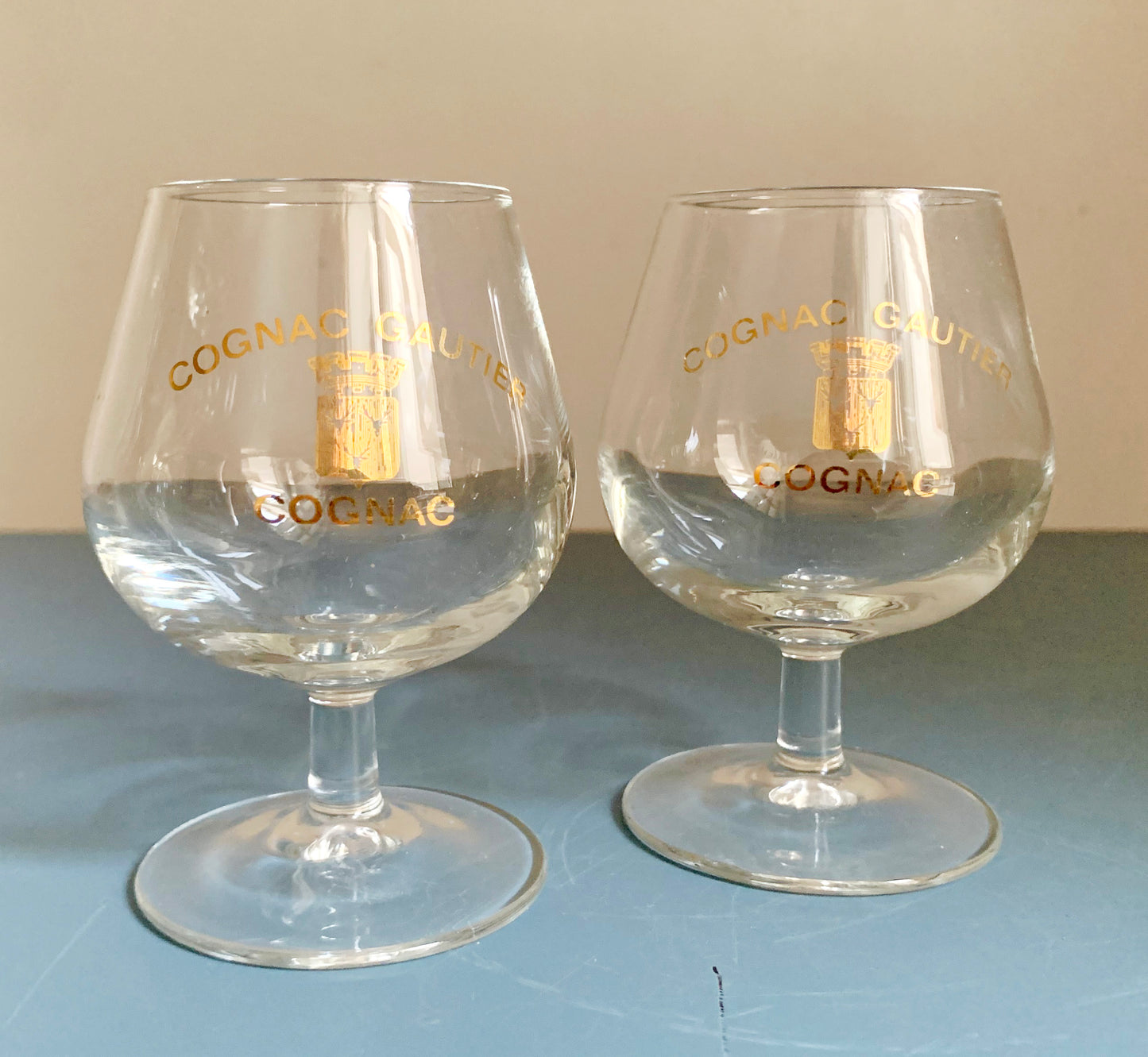 2 x Cognac Gaultier / Brandy Small Stemmed Glasses