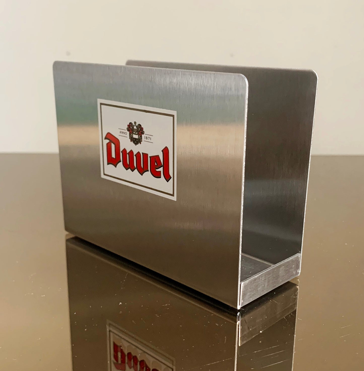 'Duvel' Belgium Beer Napkin / Serviette Brushed Metal Holder