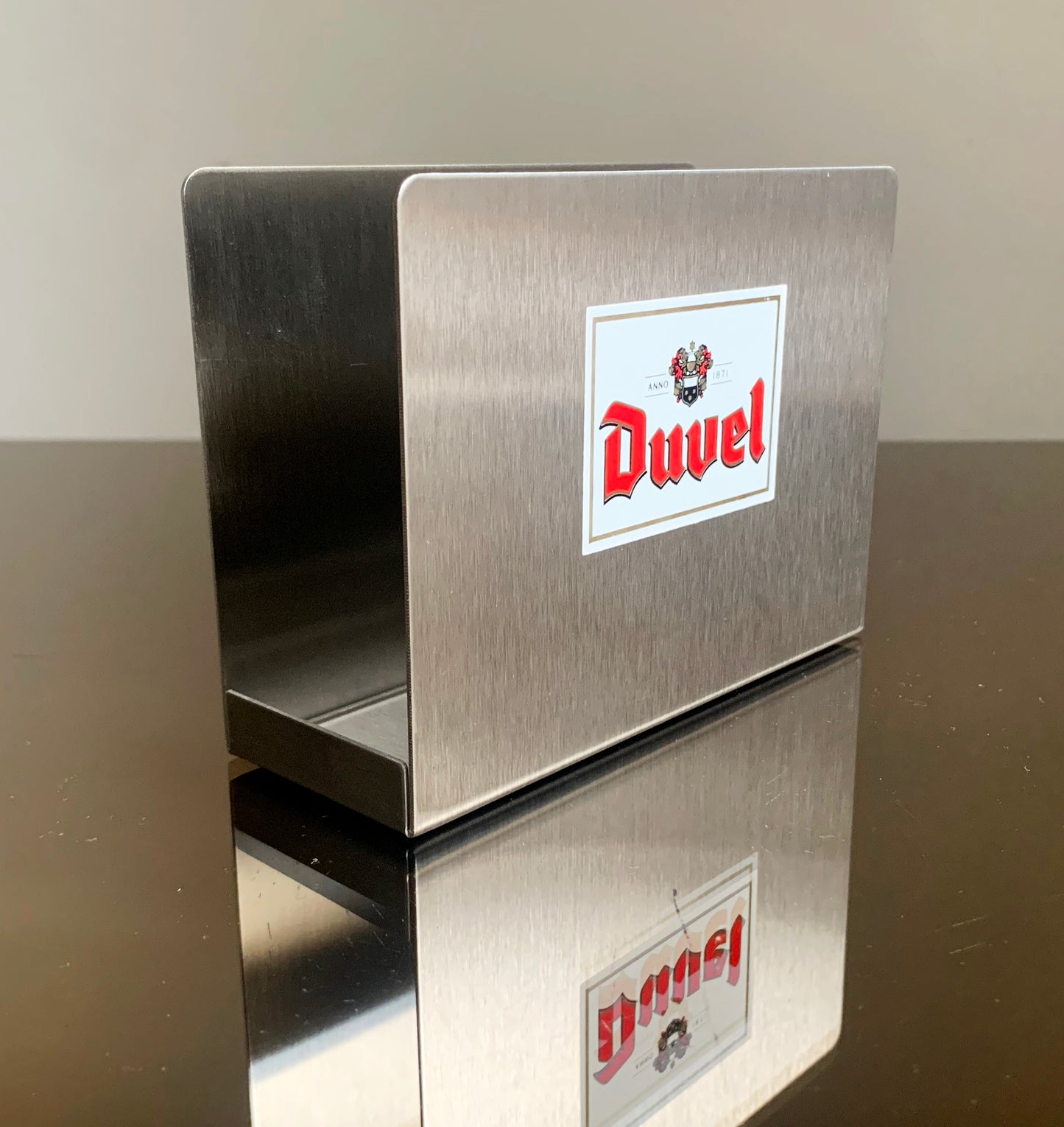 'Duvel' Belgium Beer Napkin / Serviette Brushed Metal Holder