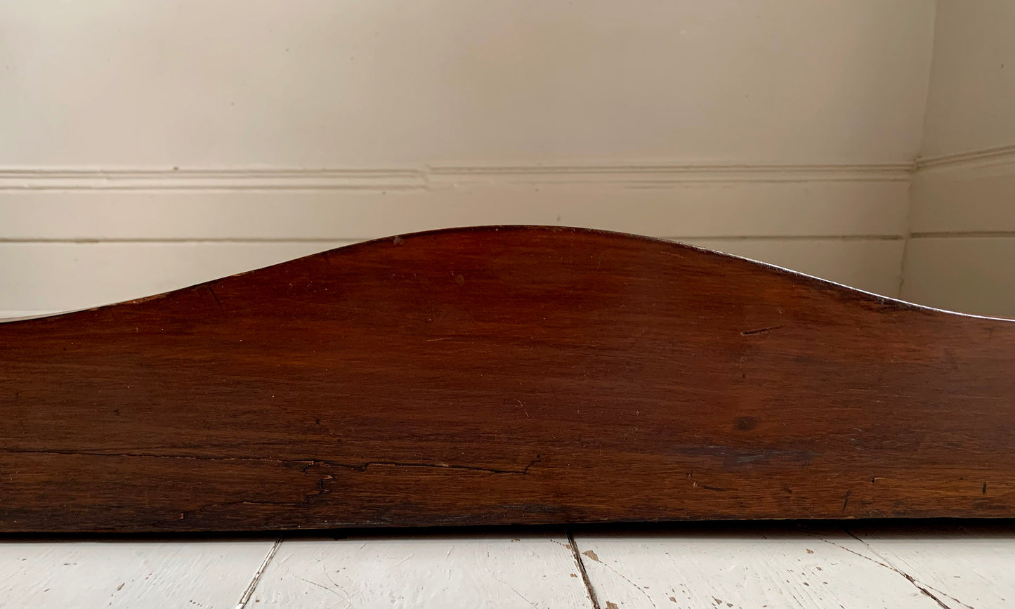 Edwardian Over Mantle Mirror w/ Bevelled Glass & Mahogany Frame Parquetry Detail