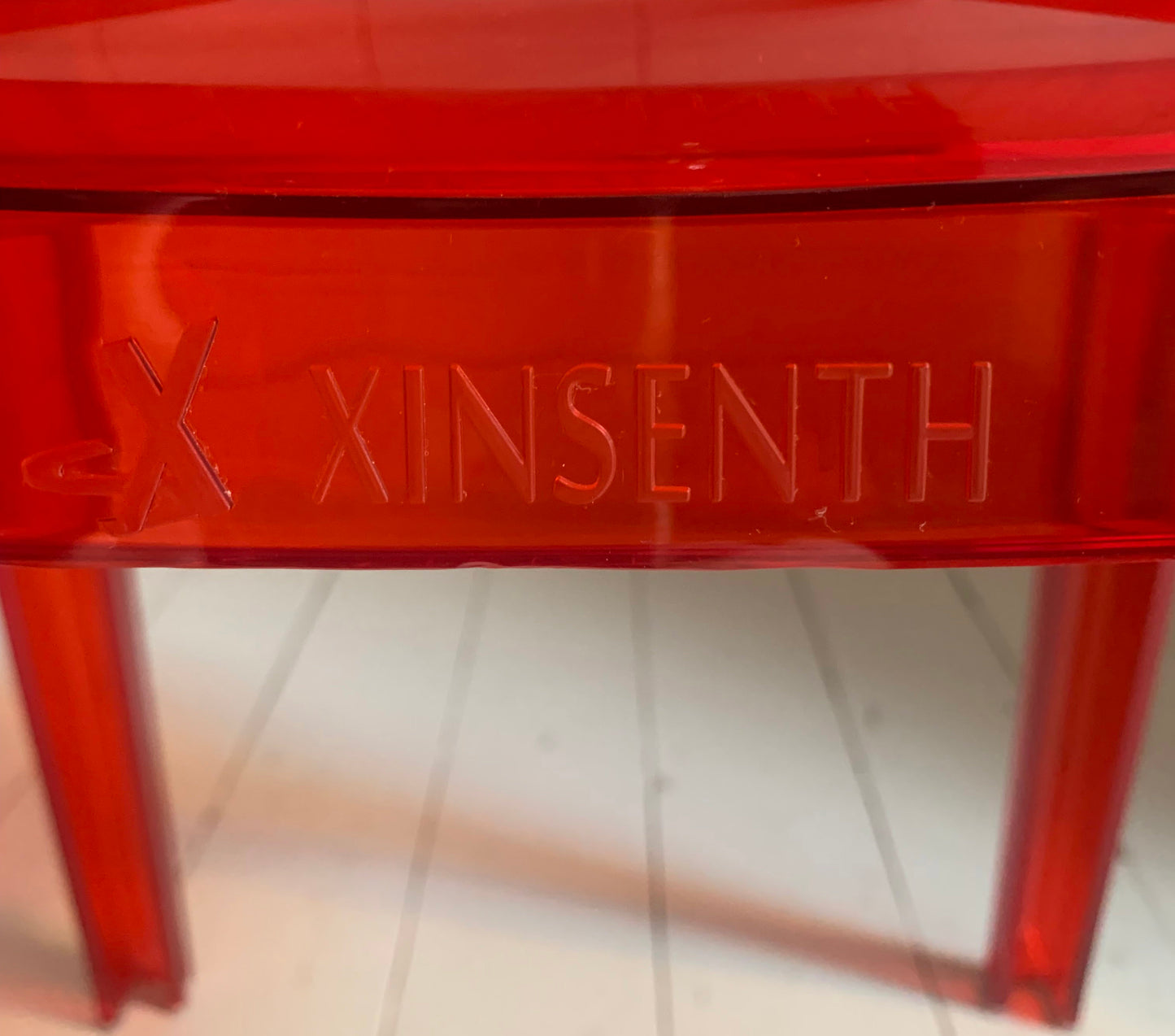 Four x Stackable Dining Chairs in Red Transparent Plastic