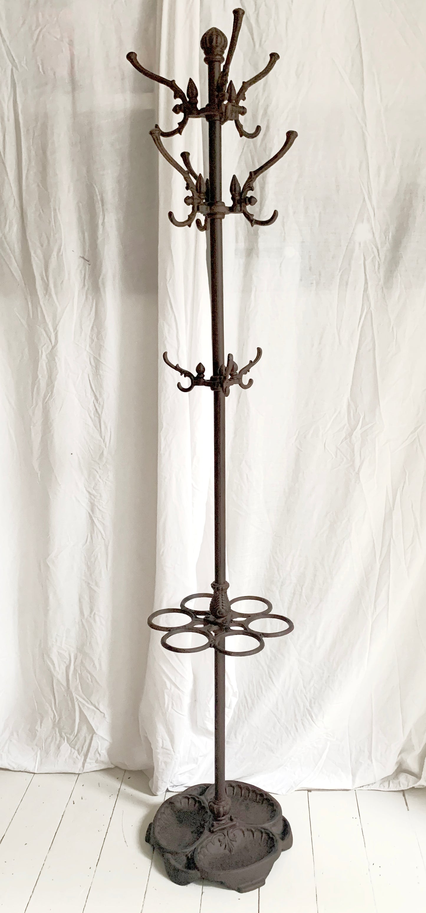 French Cast Iron Hat, Coat & Umbrella Stand - Delicately Ornate