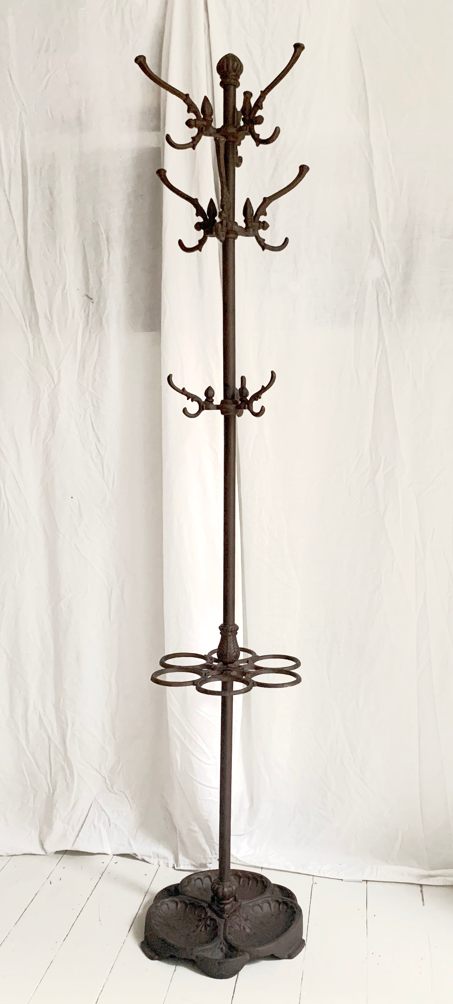 French Cast Iron Hat, Coat & Umbrella Stand - Delicately Ornate