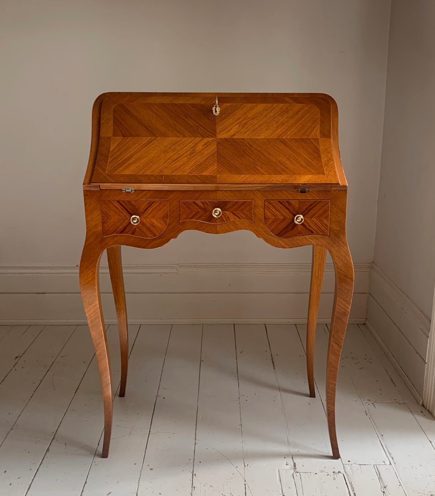 French Rococo-Style Secretaire / Bureau / Writing Desk with Intricate Parquetry