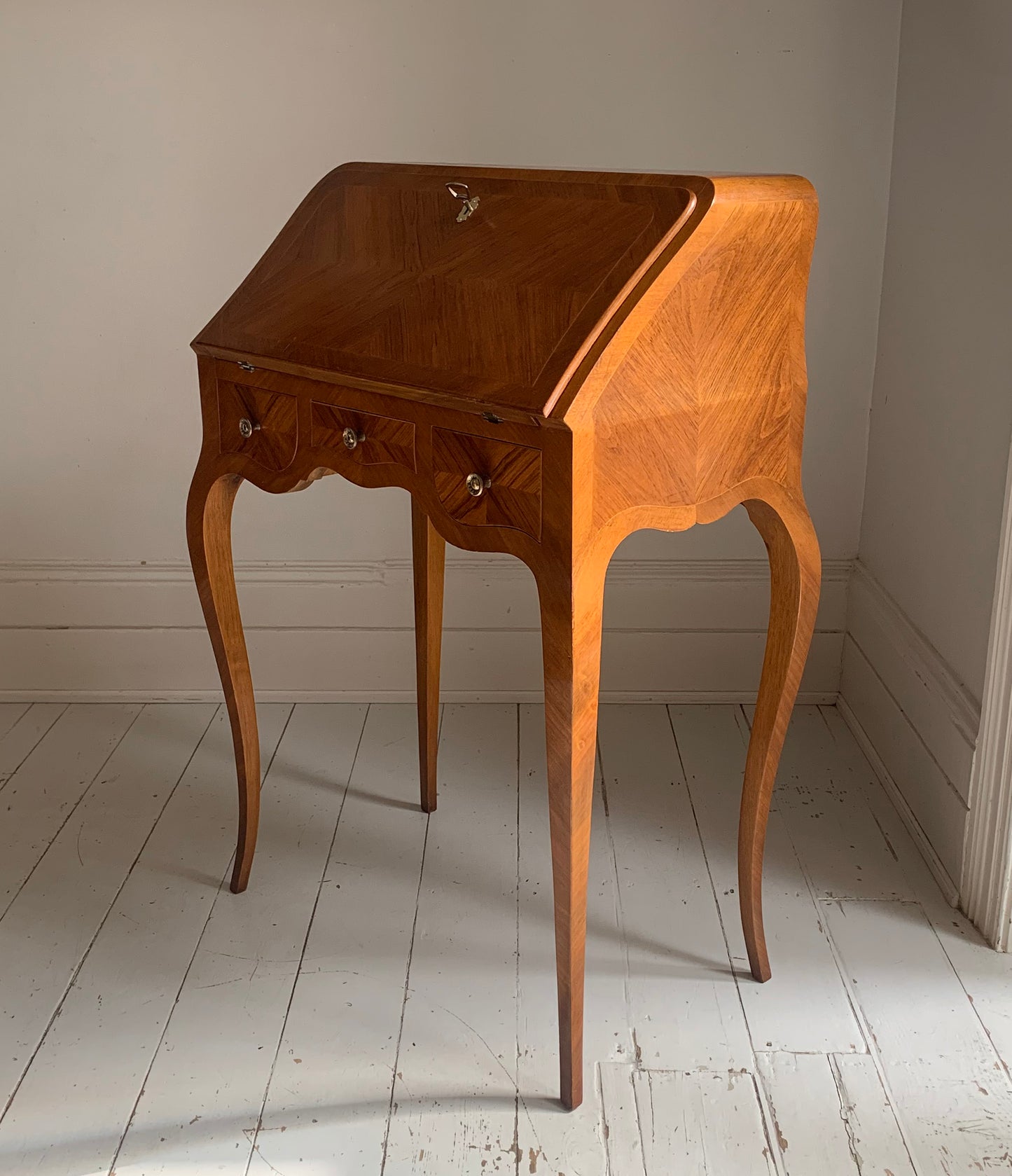 French Rococo-Style Secretaire / Bureau / Writing Desk with Intricate Parquetry