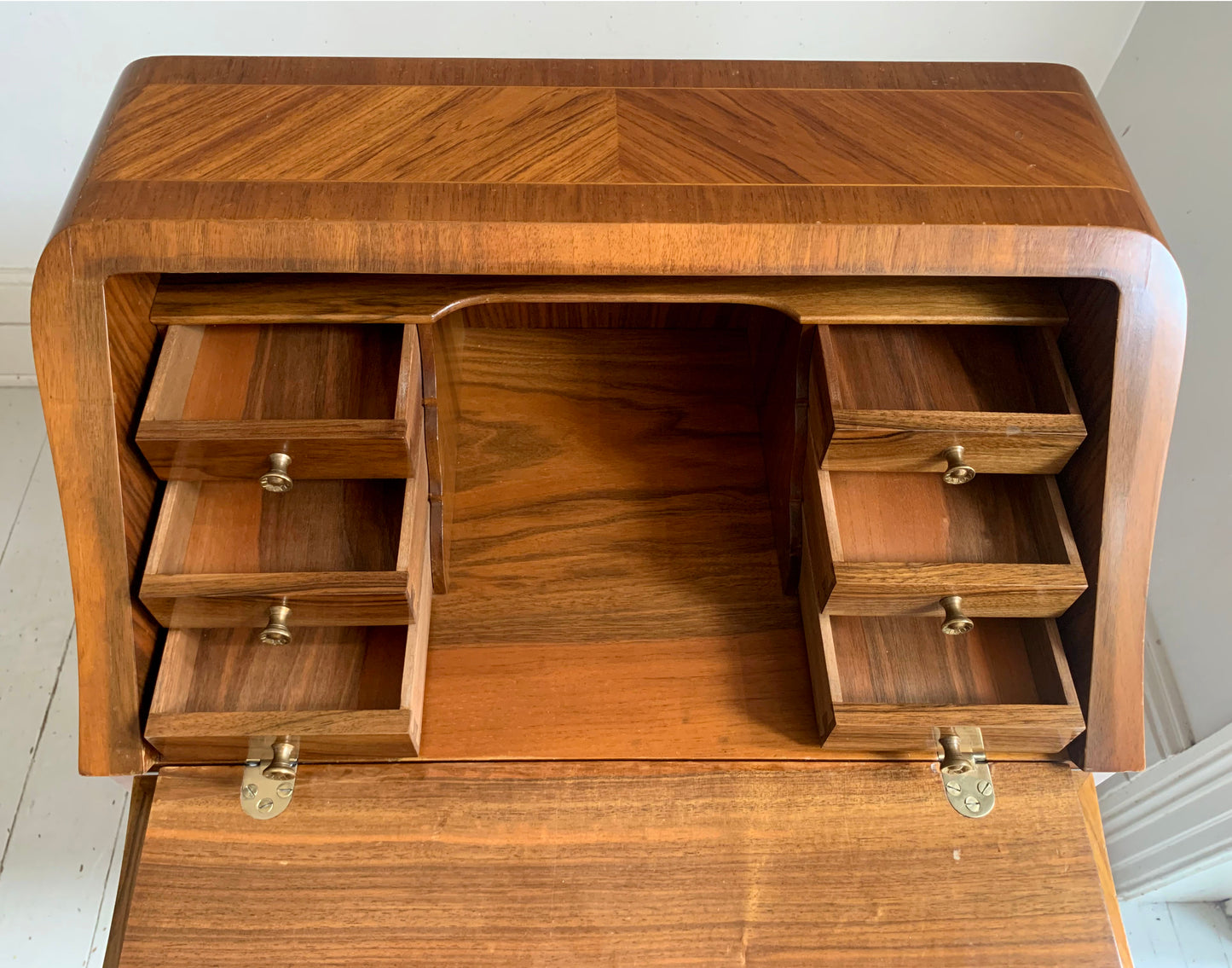 French Rococo-Style Secretaire / Bureau / Writing Desk with Intricate Parquetry