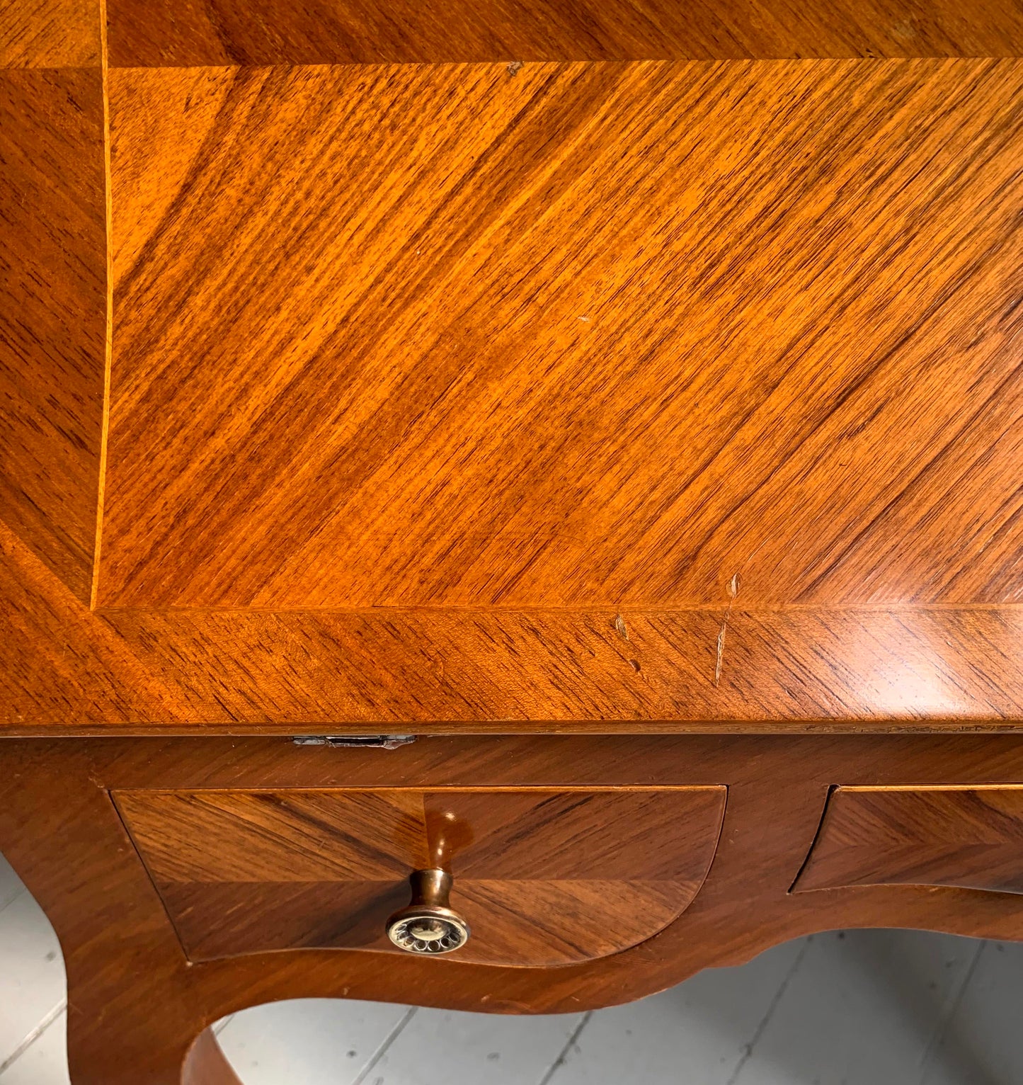 French Rococo-Style Secretaire / Bureau / Writing Desk with Intricate Parquetry