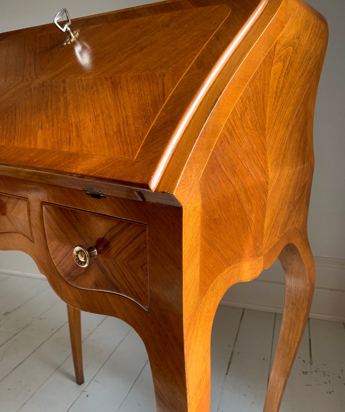 French Rococo-Style Secretaire / Bureau / Writing Desk with Intricate Parquetry
