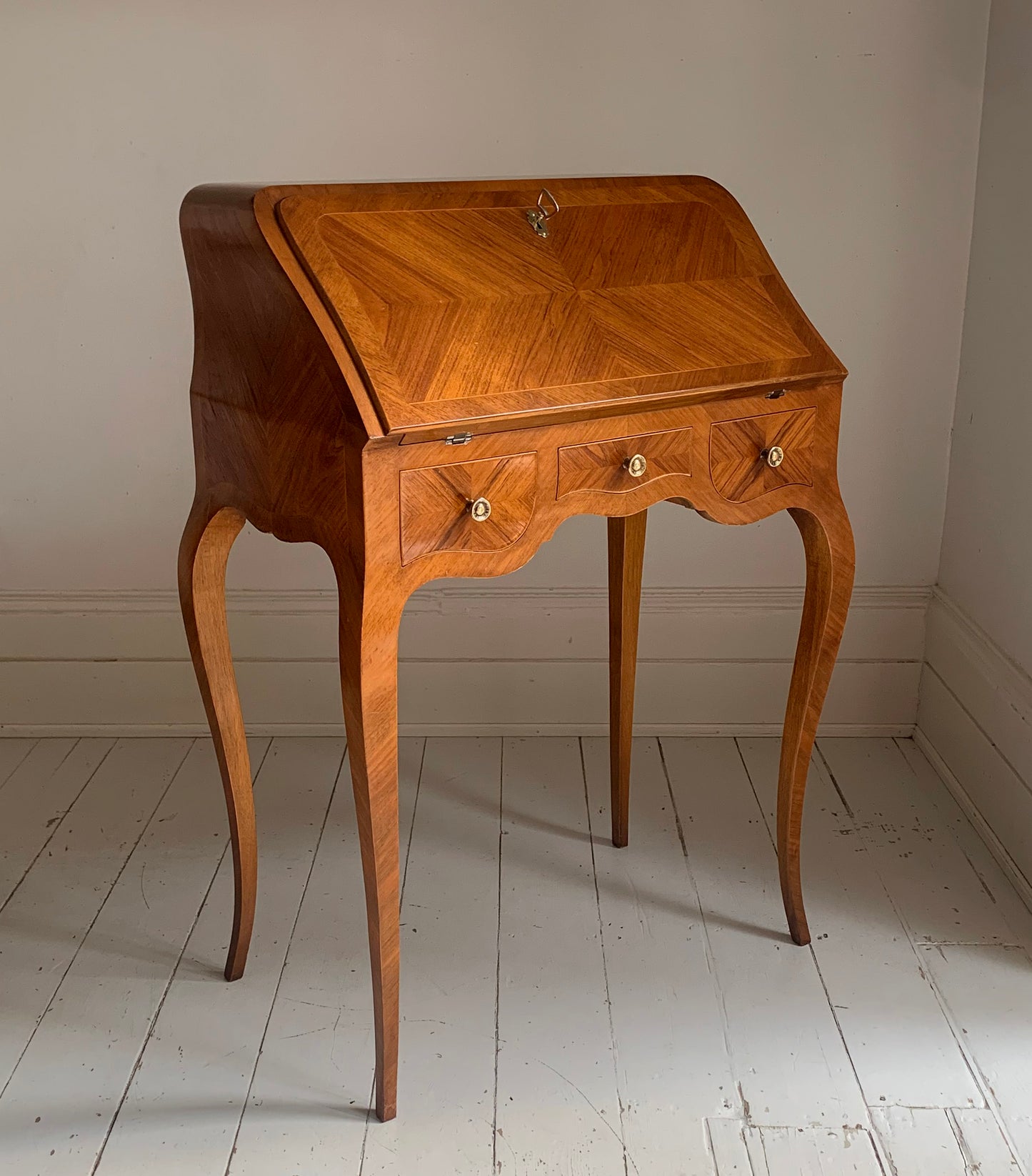 French Rococo-Style Secretaire / Bureau / Writing Desk with Intricate Parquetry