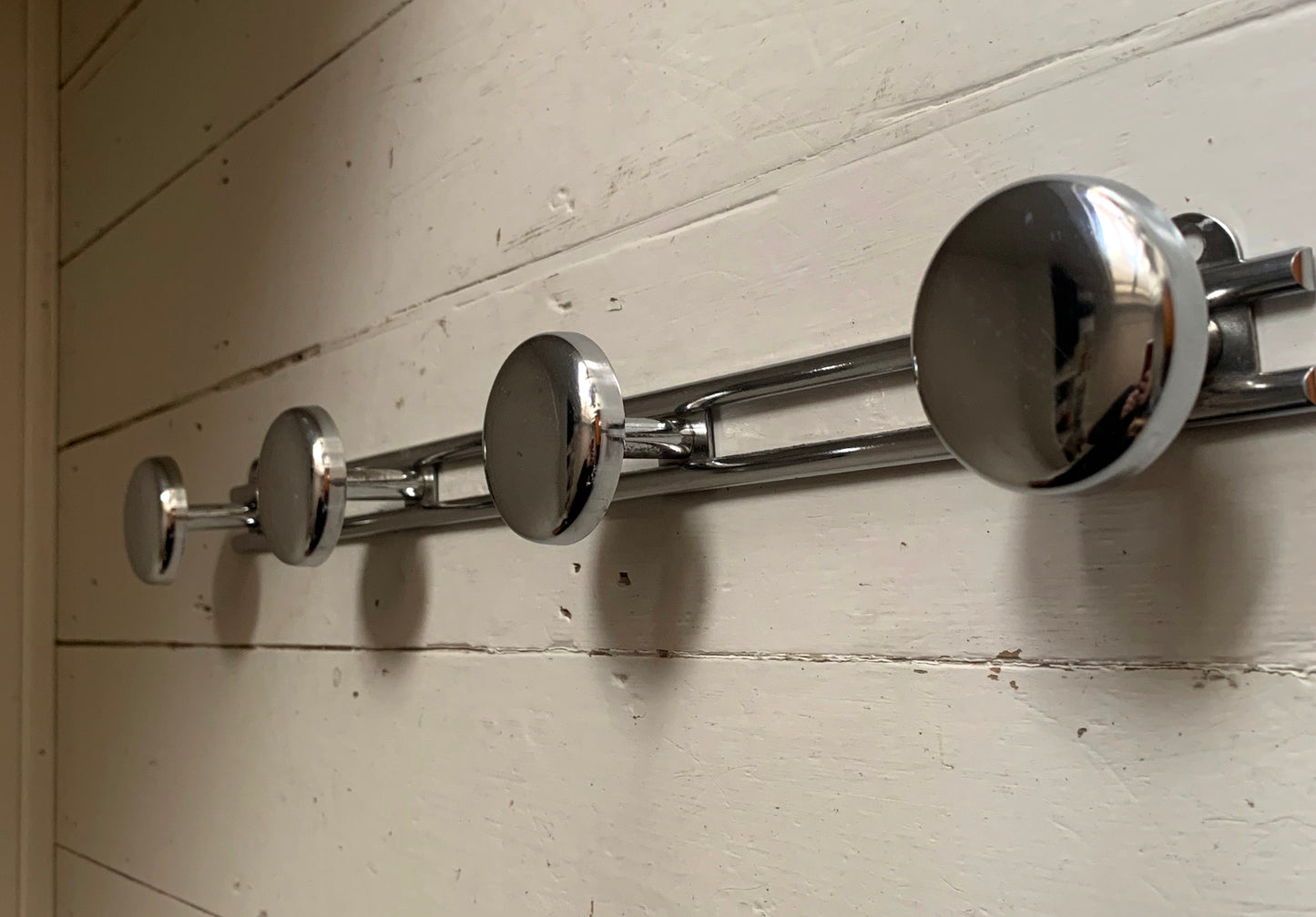 French Wall Mounted Mid Century Modern Aluminium Coat Rack with Four Hooks