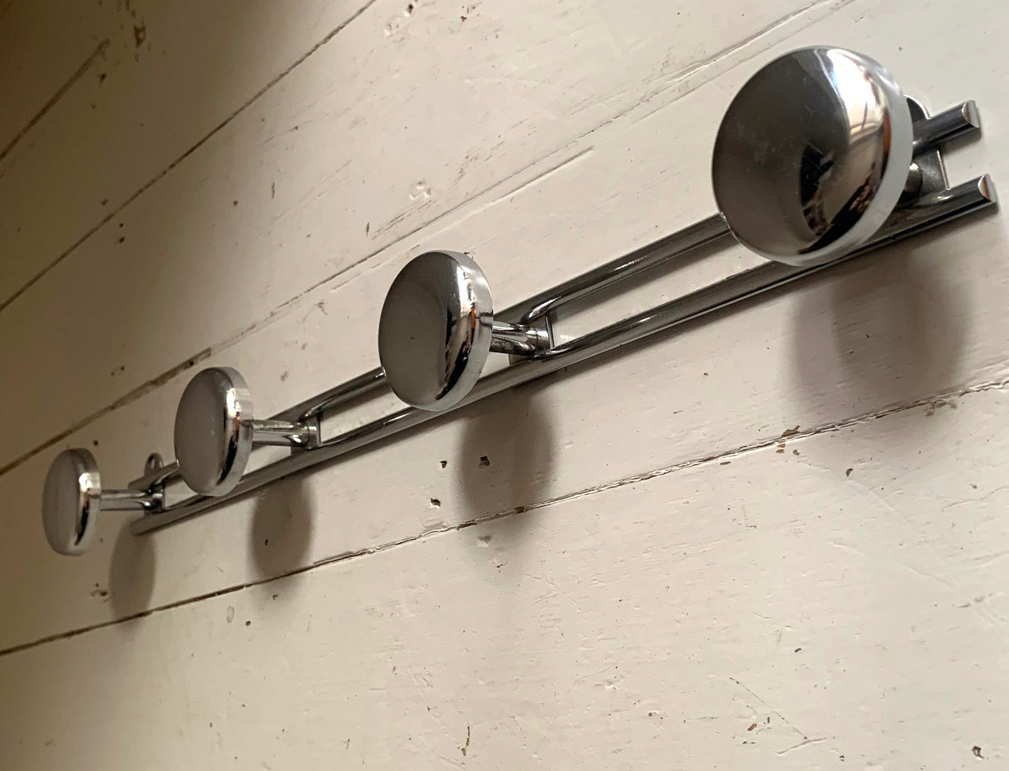 French Wall Mounted Mid Century Modern Aluminium Coat Rack with Four Hooks