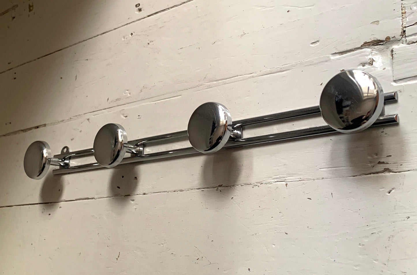 French Wall Mounted Mid Century Modern Aluminium Coat Rack with Four Hooks