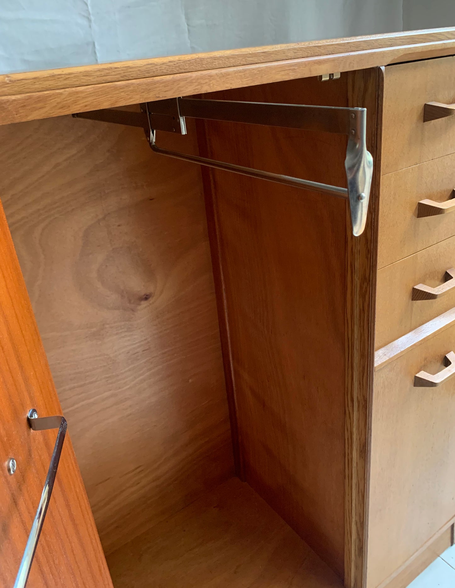 Mid Century G-Plan / E Gomme Teak Brandon Gentleman's Tall Boy Chest / Wardrobe