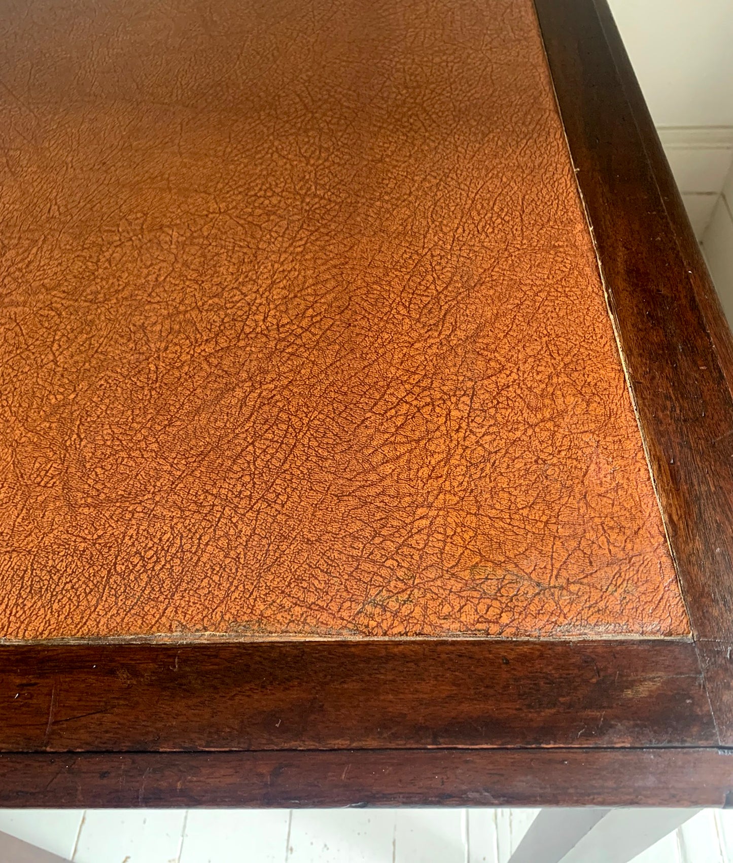 Antique Georgian Leather Top Mahogany Desk / Table / Hall Table, Two Drawers