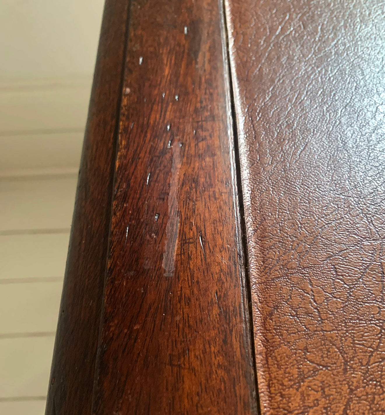 Antique Georgian Leather Top Mahogany Desk / Table / Hall Table, Two Drawers