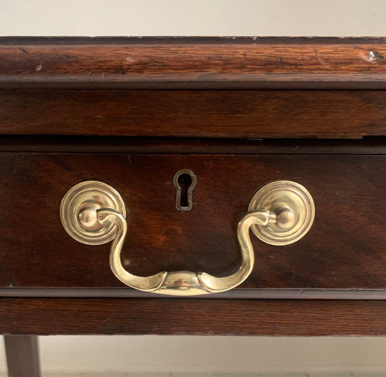 Antique Georgian Leather Top Mahogany Desk / Table / Hall Table, Two Drawers
