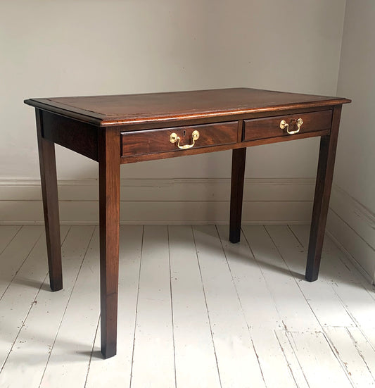 Antique Georgian Leather Top Mahogany Desk / Table / Hall Table, Two Drawers