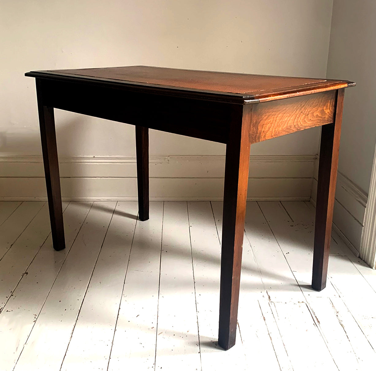Antique Georgian Leather Top Mahogany Desk / Table / Hall Table, Two Drawers