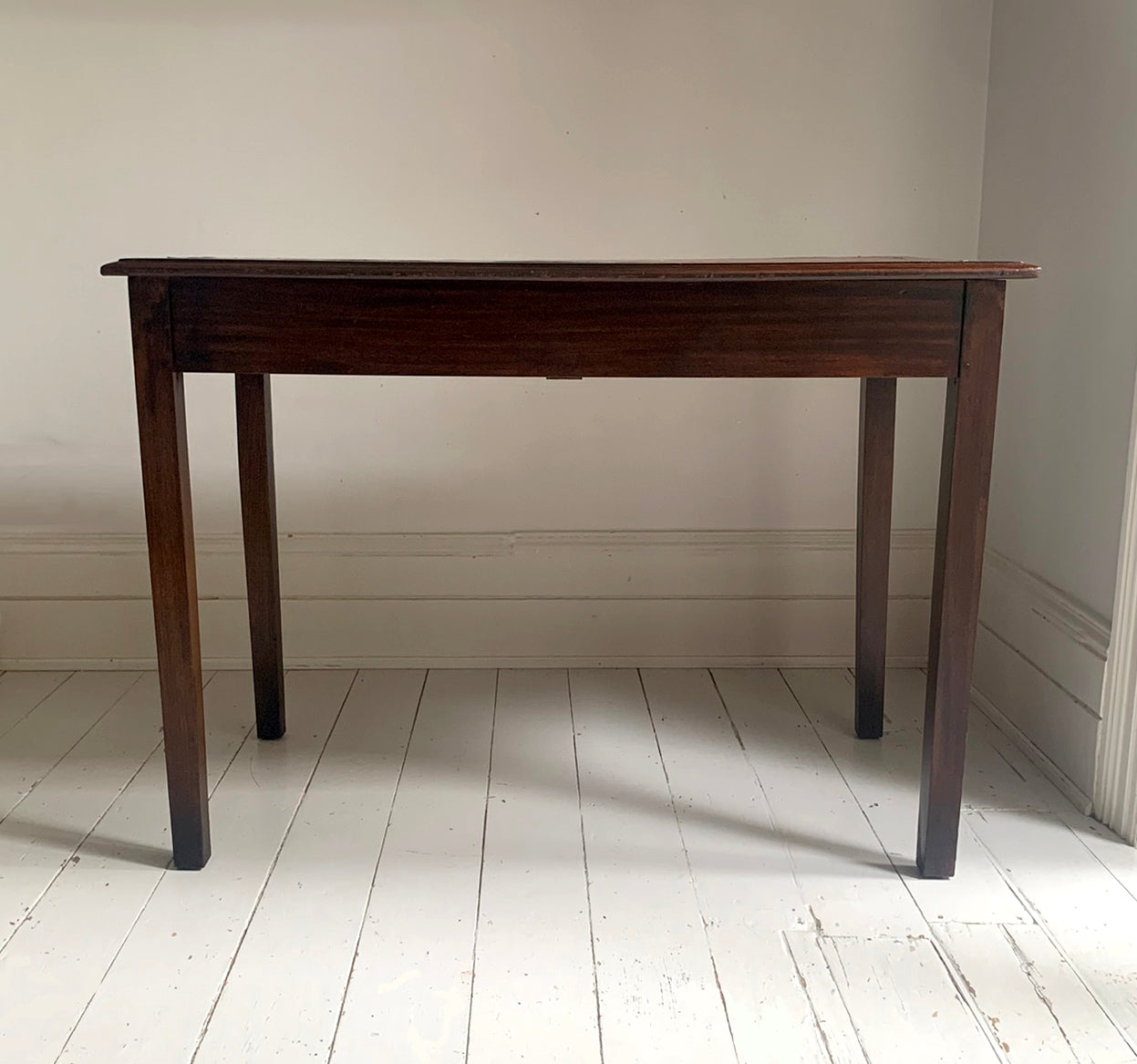 Antique Georgian Leather Top Mahogany Desk / Table / Hall Table, Two Drawers