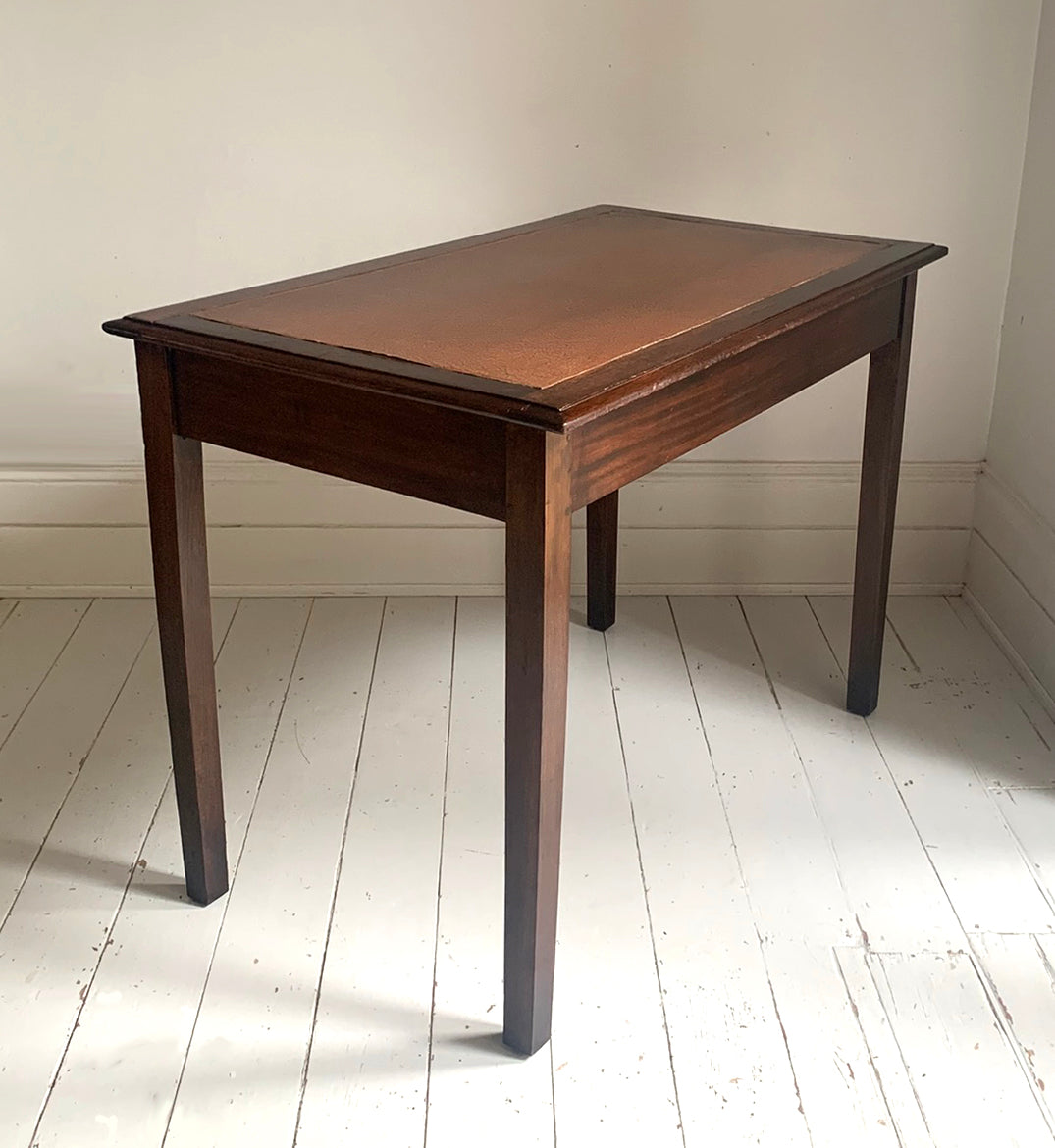 Antique Georgian Leather Top Mahogany Desk / Table / Hall Table, Two Drawers