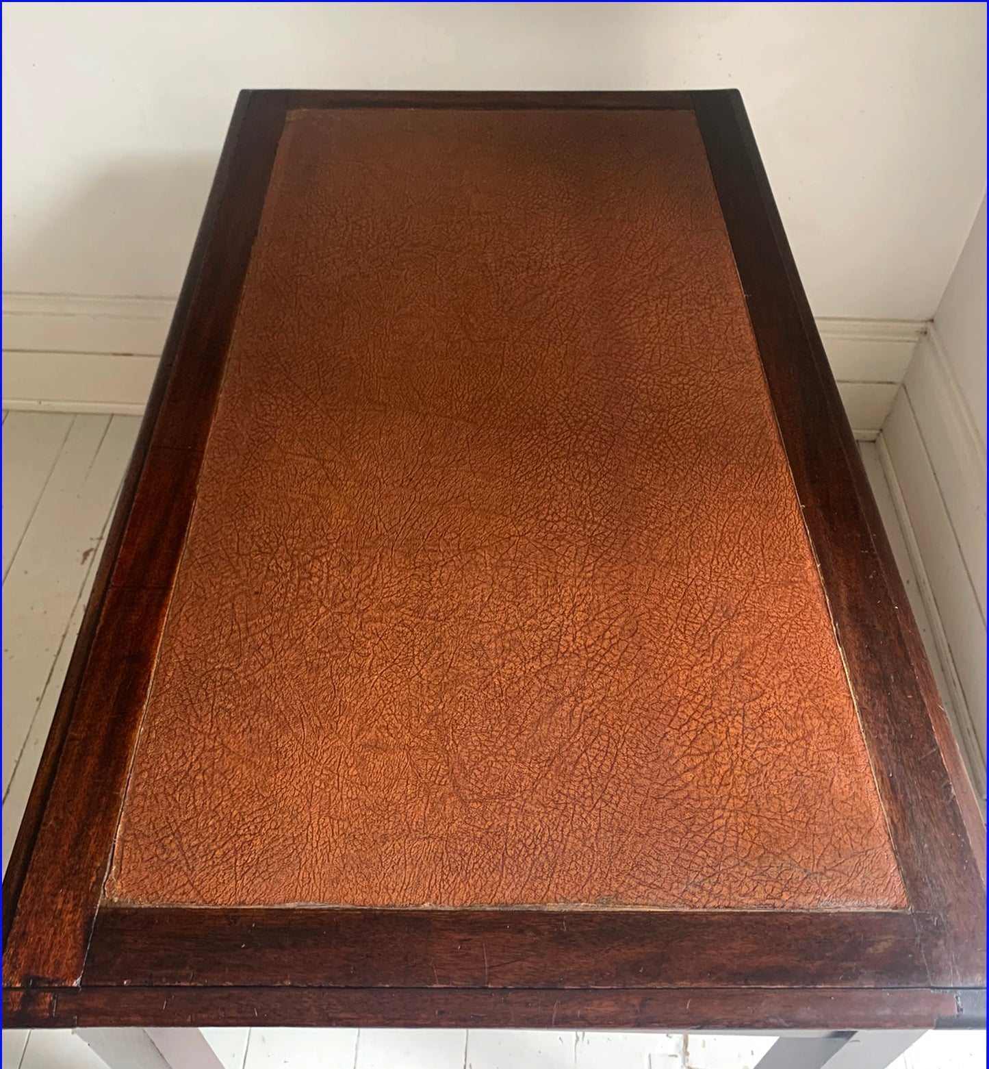 Antique Georgian Leather Top Mahogany Desk / Table / Hall Table, Two Drawers