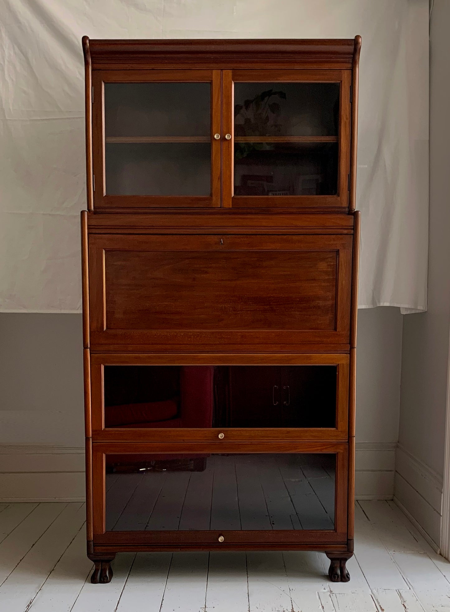 Vintage Four-Part Barristers Bookcase, with Fall Front Bureau, Gunn Furniture