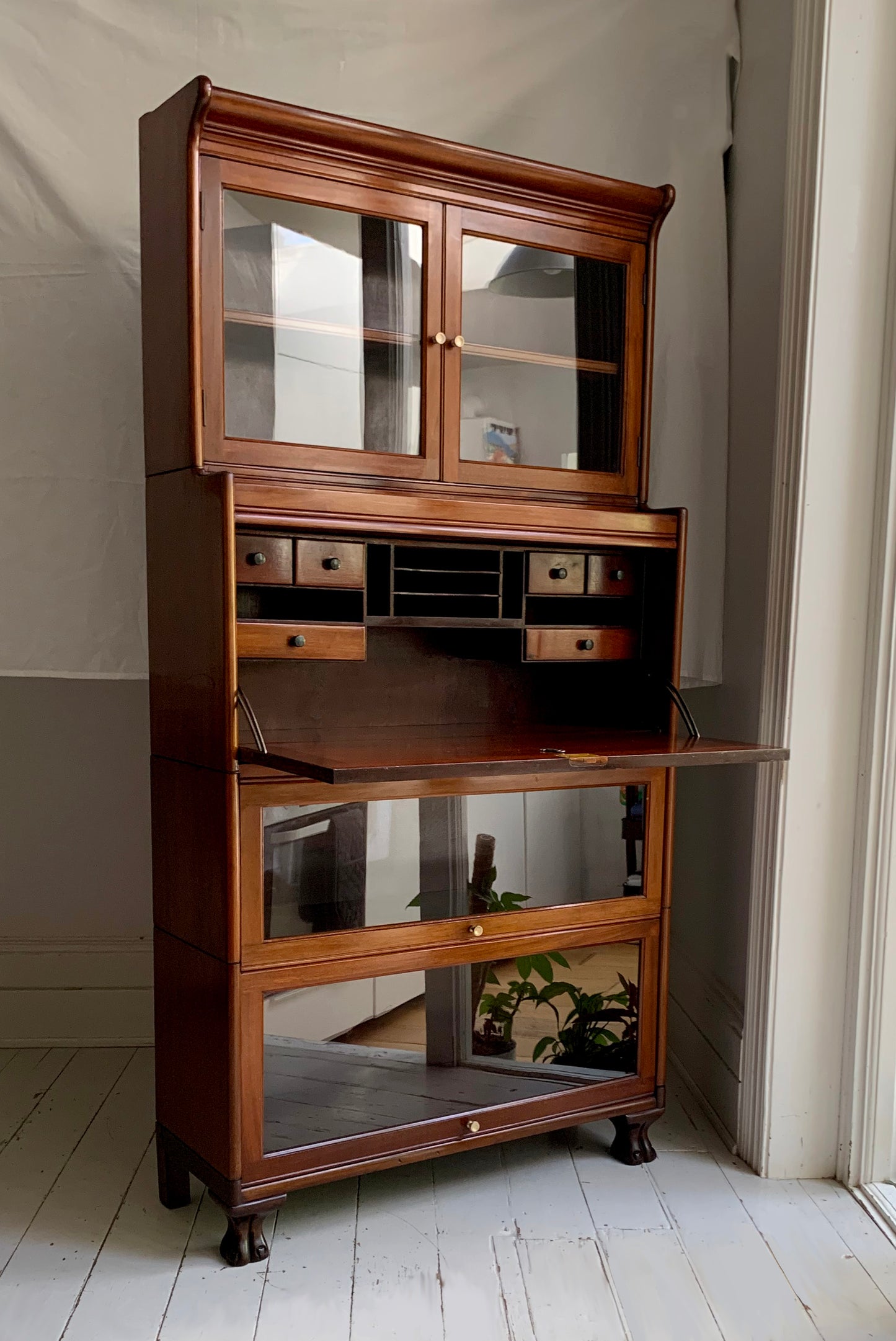 Vintage Four-Part Barristers Bookcase, with Fall Front Bureau, Gunn Furniture