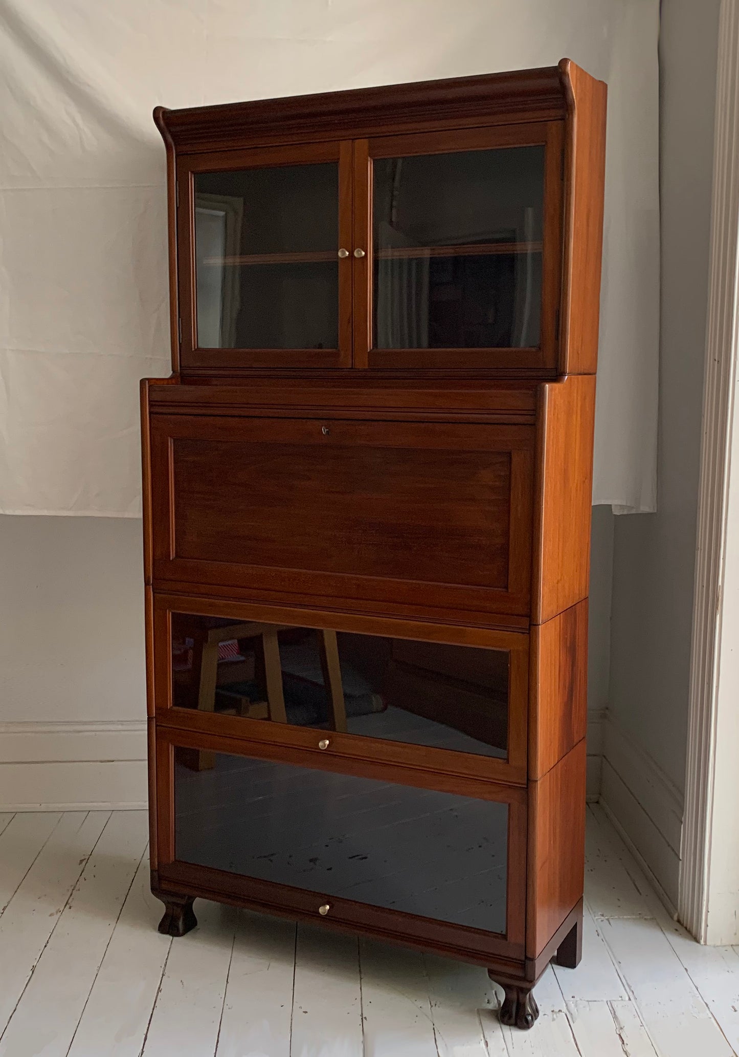 Vintage Four-Part Barristers Bookcase, with Fall Front Bureau, Gunn Furniture