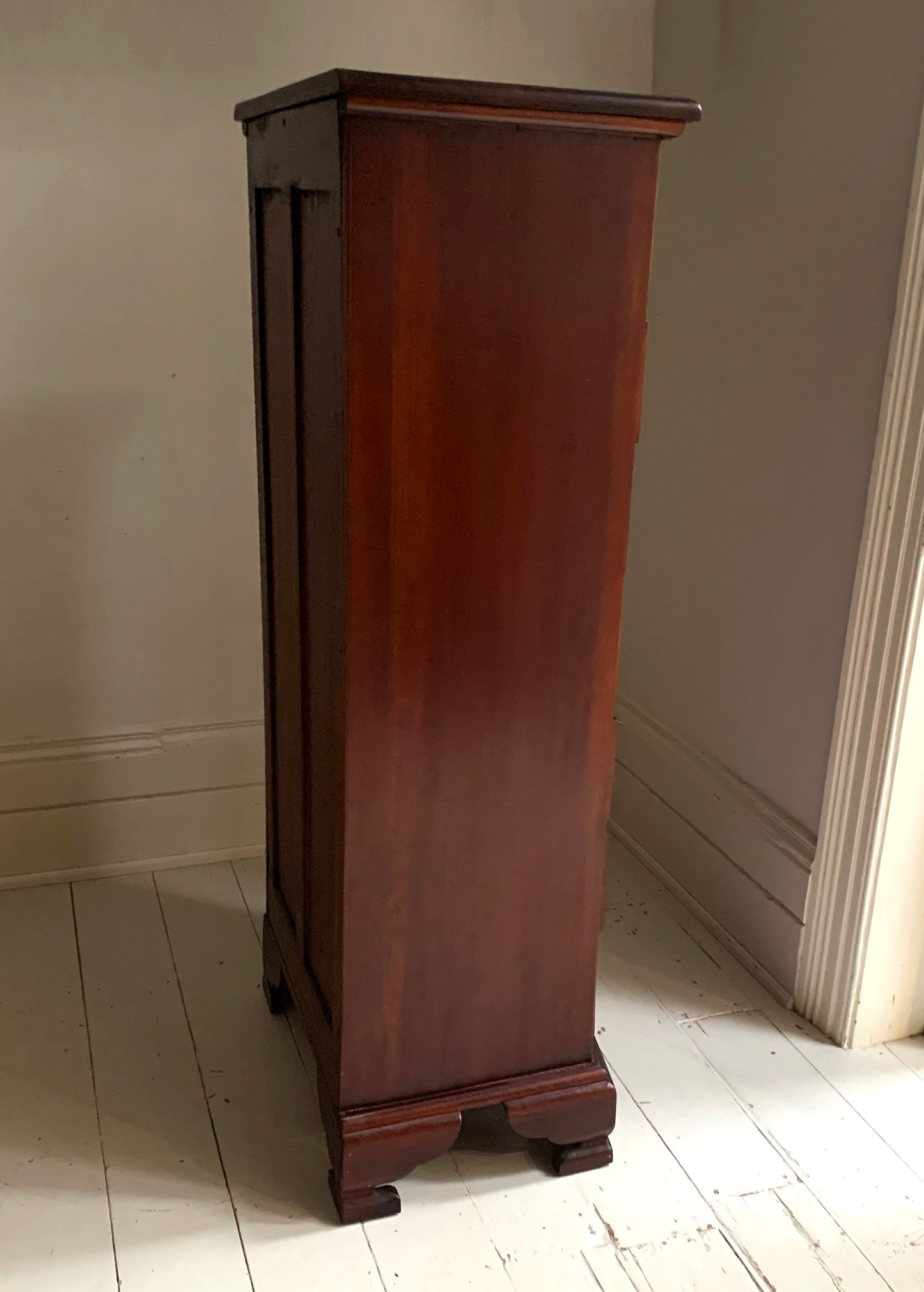 Handmade Elegant Mahogany Seven Drawer Tall Boy Chest of Drawers with Bow Front