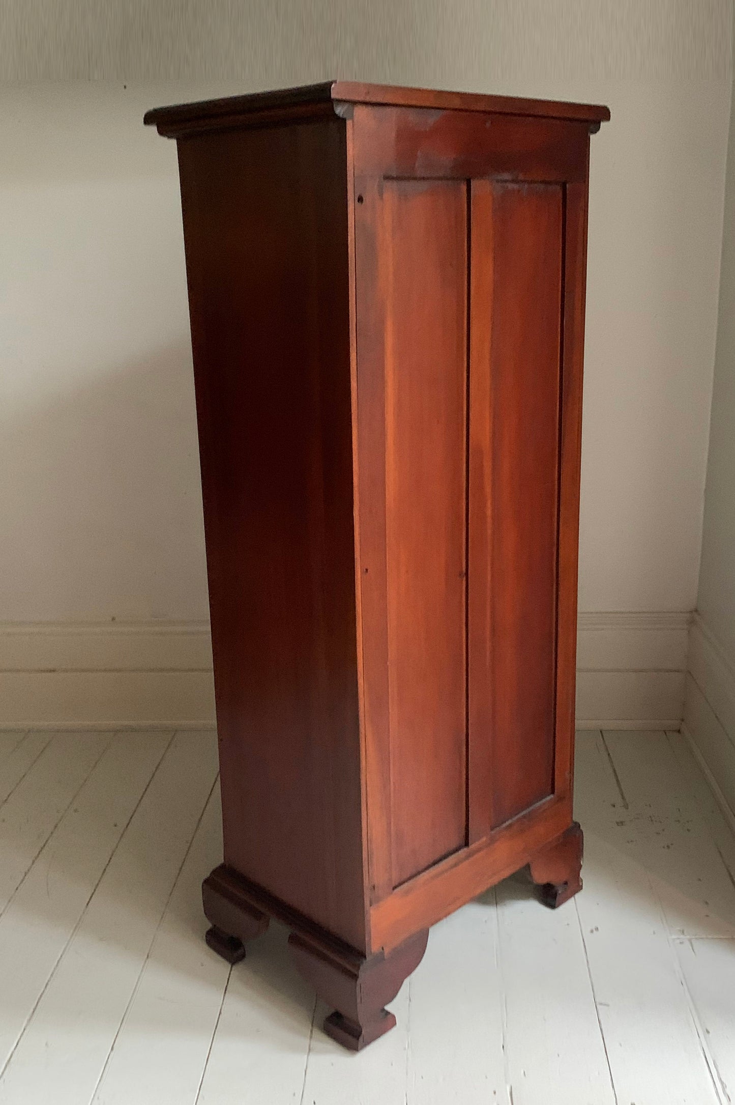 Handmade Elegant Mahogany Seven Drawer Tall Boy Chest of Drawers with Bow Front