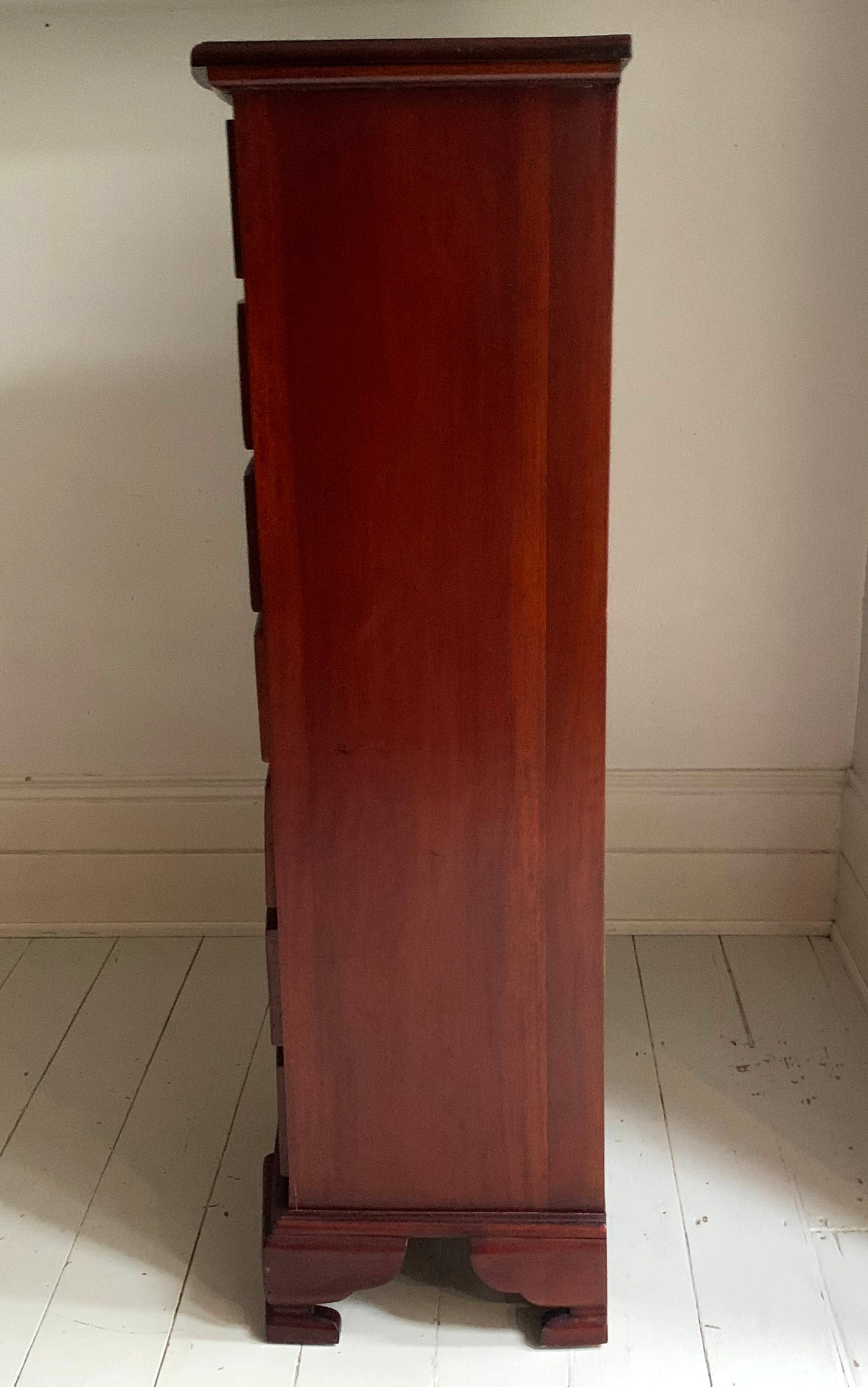 Handmade Elegant Mahogany Seven Drawer Tall Boy Chest of Drawers with Bow Front