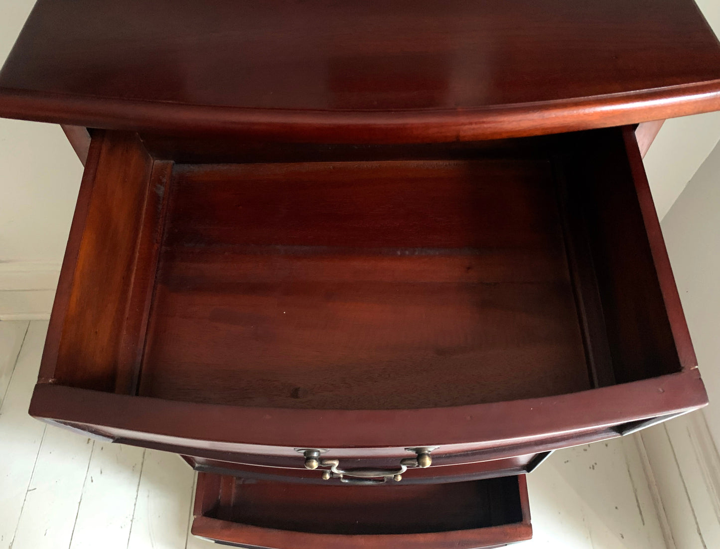 Handmade Elegant Mahogany Seven Drawer Tall Boy Chest of Drawers with Bow Front