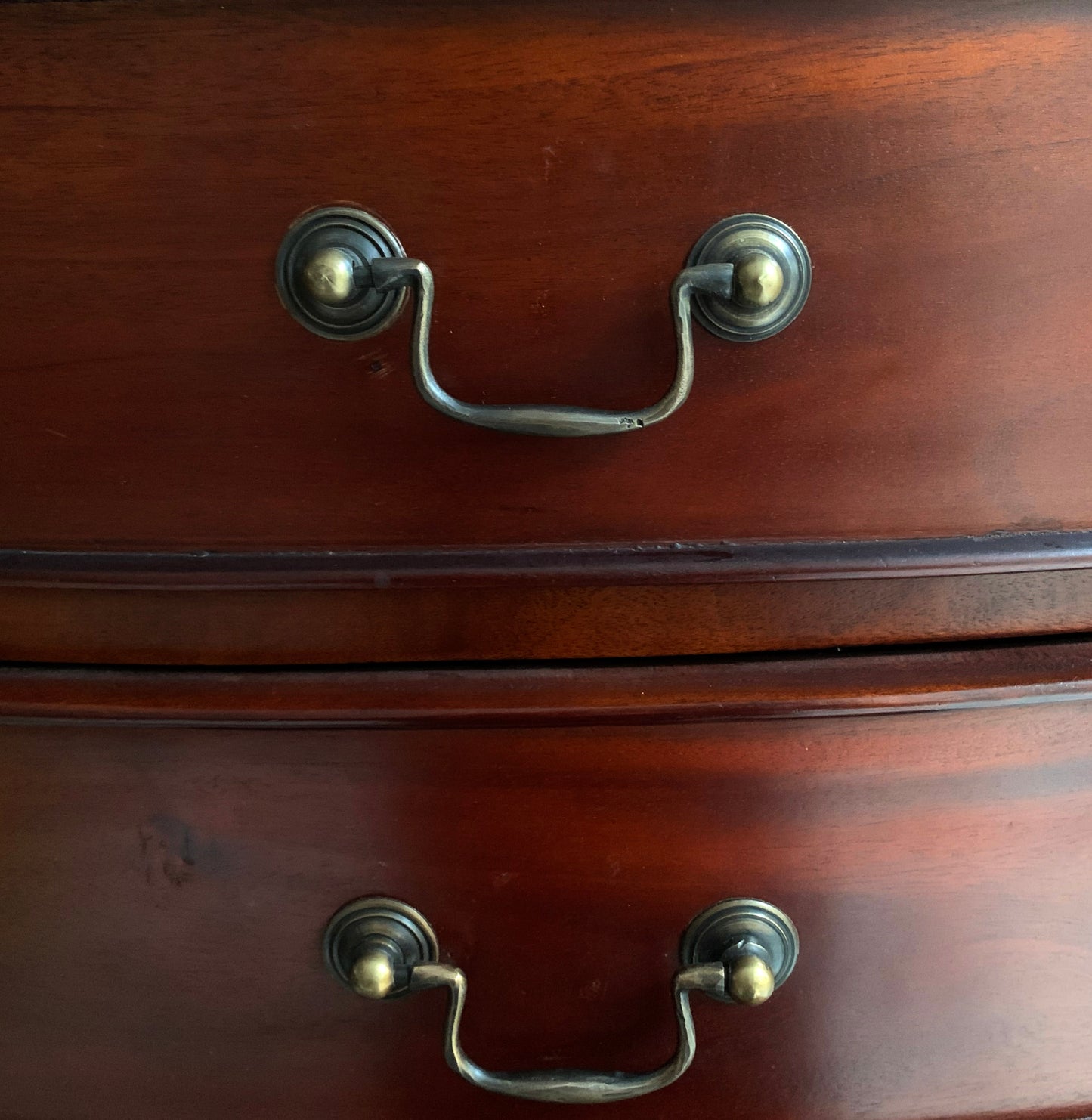 Handmade Elegant Mahogany Seven Drawer Tall Boy Chest of Drawers with Bow Front