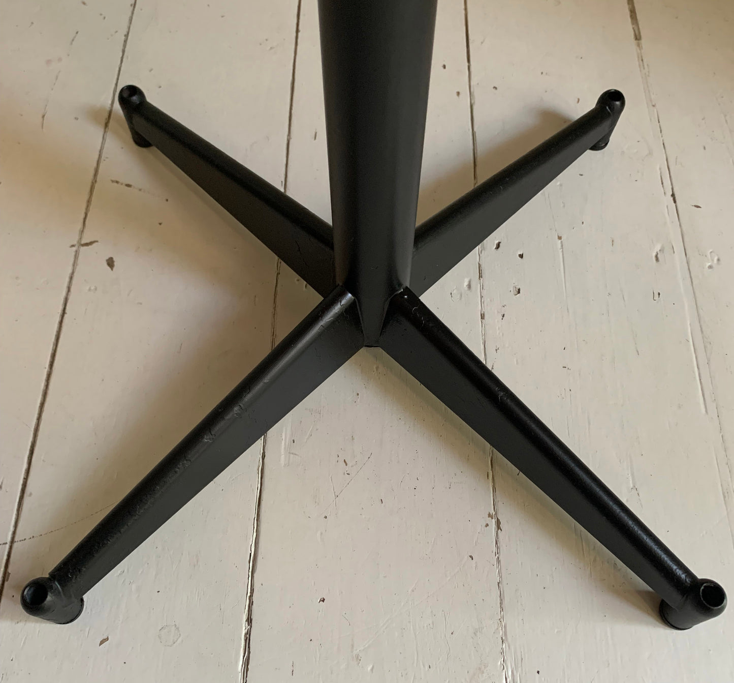 Vintage French Industrial Adjustable Height Stool, Orange Plastic, Black Metal