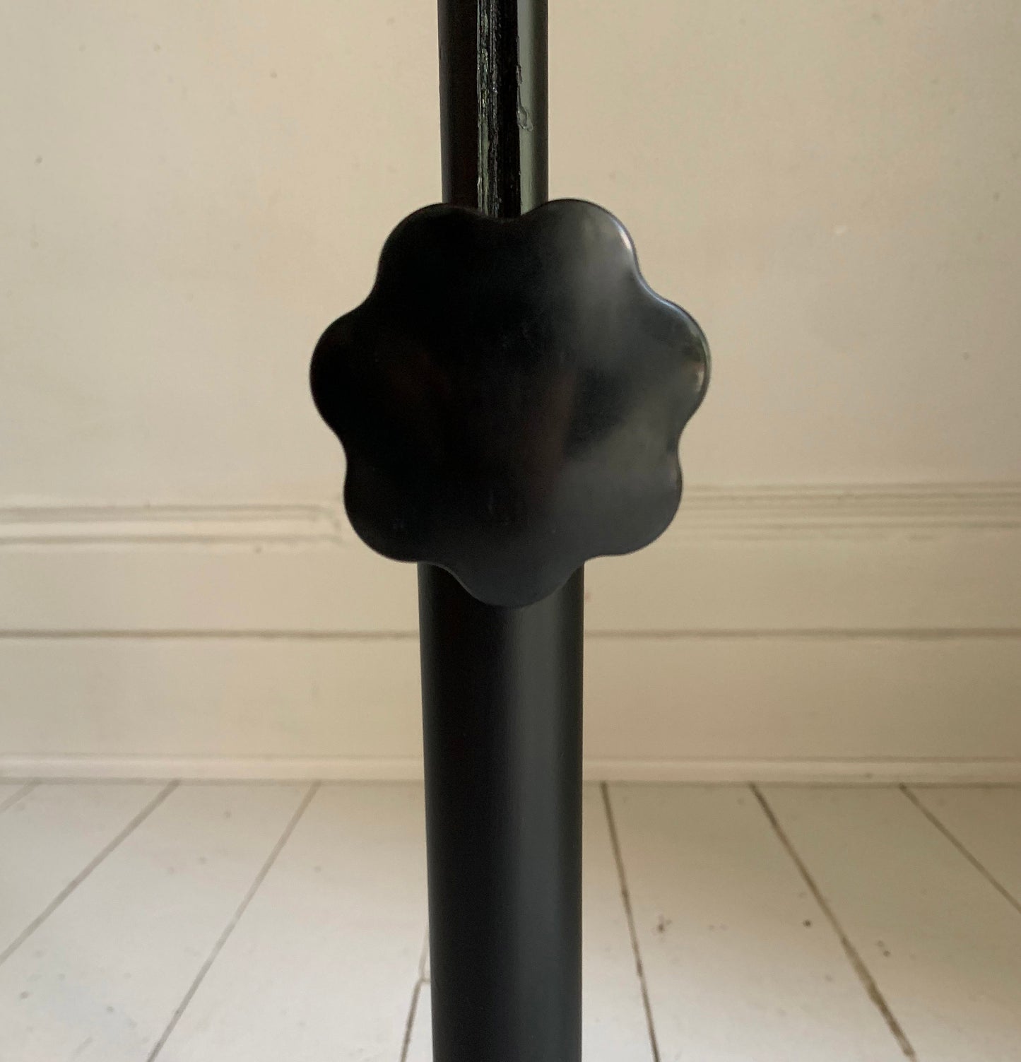 Vintage French Industrial Adjustable Height Stool, Orange Plastic, Black Metal