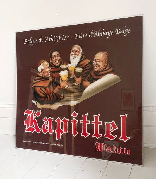 Rare, Genuine Belgium Beer Sign 'Kapittel Watou Biere d'Abbaye Belge' / Plexi-Glass