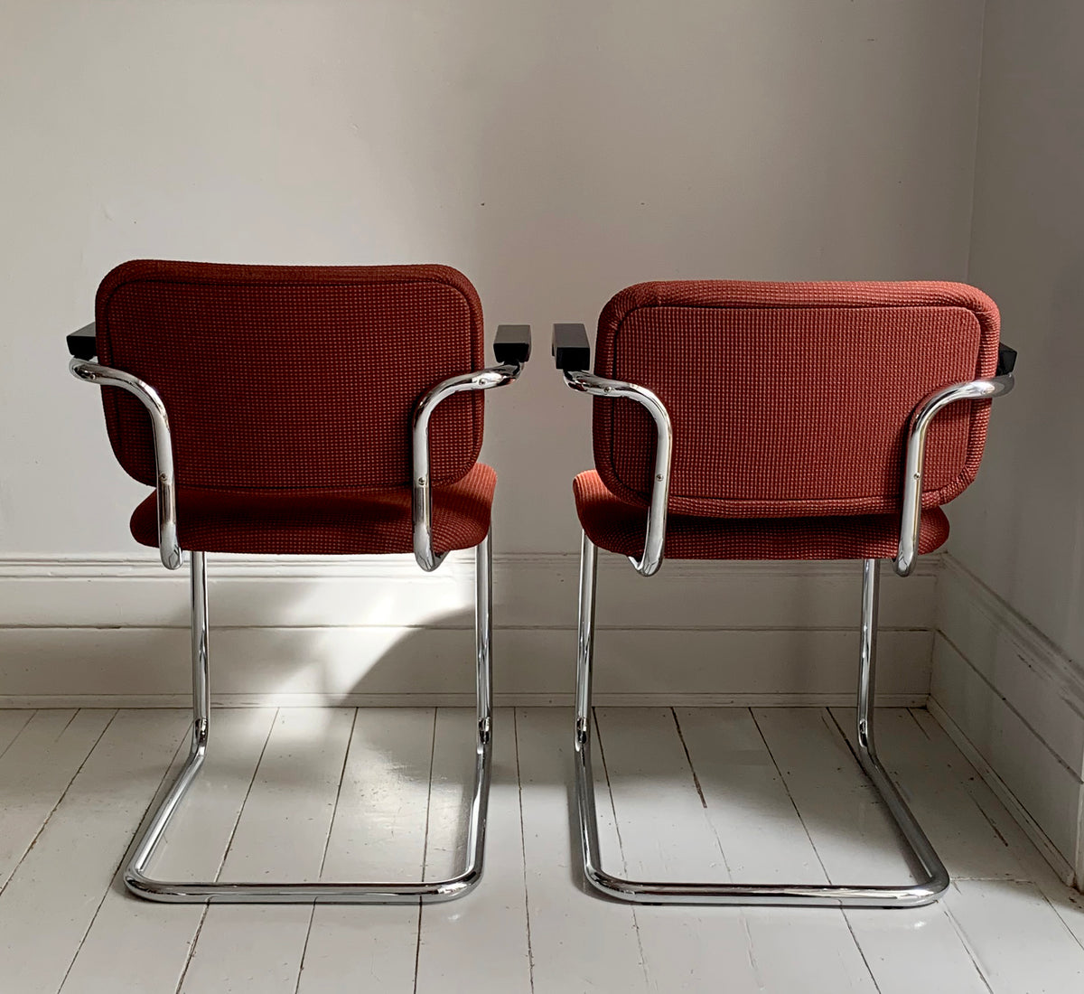 2 x Cesca Chairs / Knoll Studio + Unbranded / Terracotta Fabric / Marcel Breuer