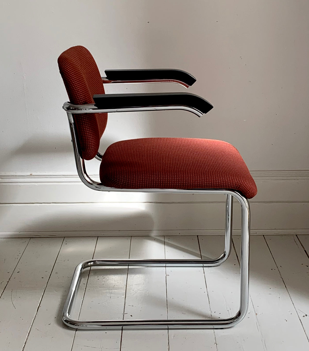 2 x Cesca Chairs / Knoll Studio + Unbranded / Terracotta Fabric / Marcel Breuer