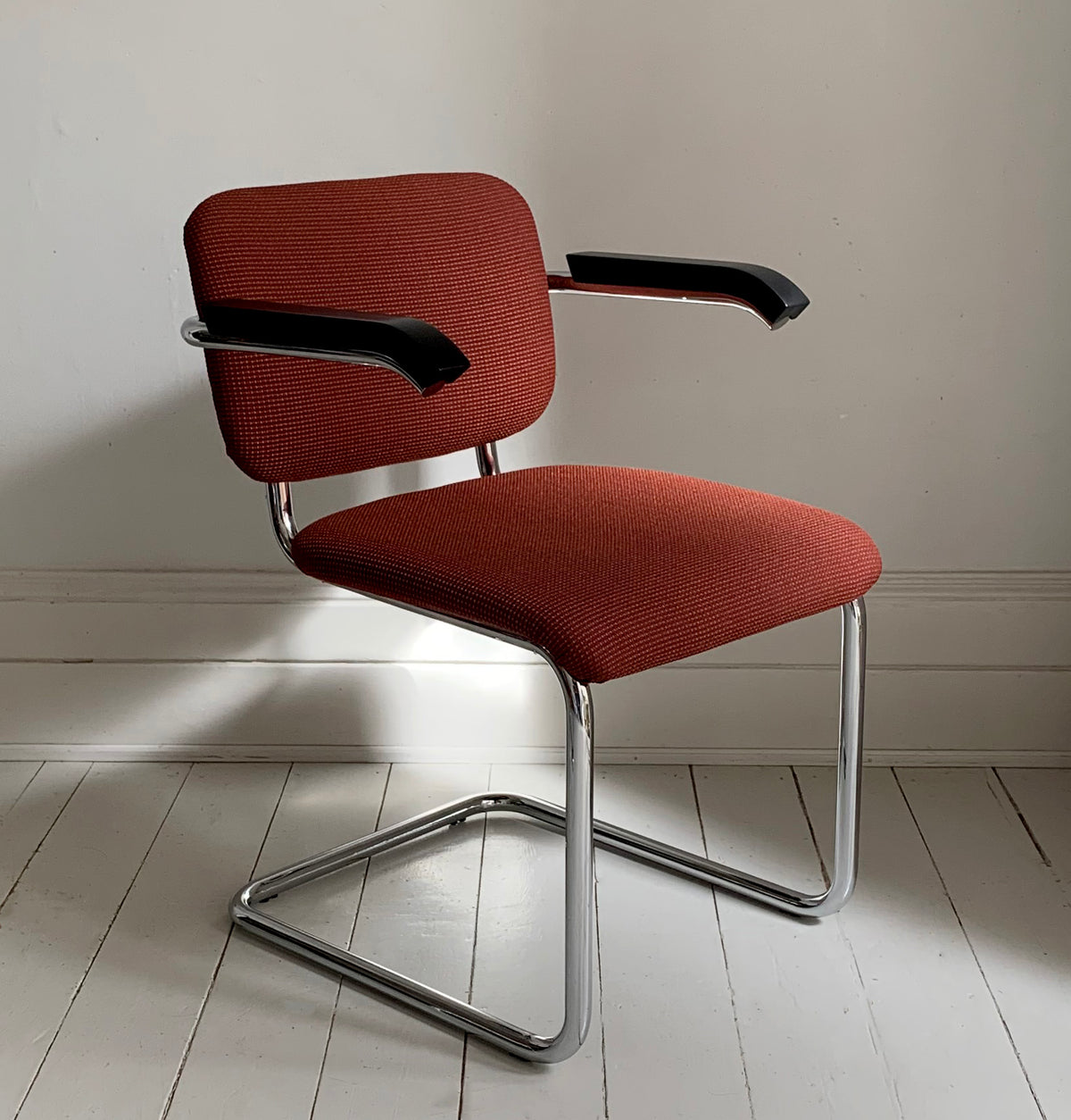 2 x Cesca Chairs / Knoll Studio + Unbranded / Terracotta Fabric / Marcel Breuer
