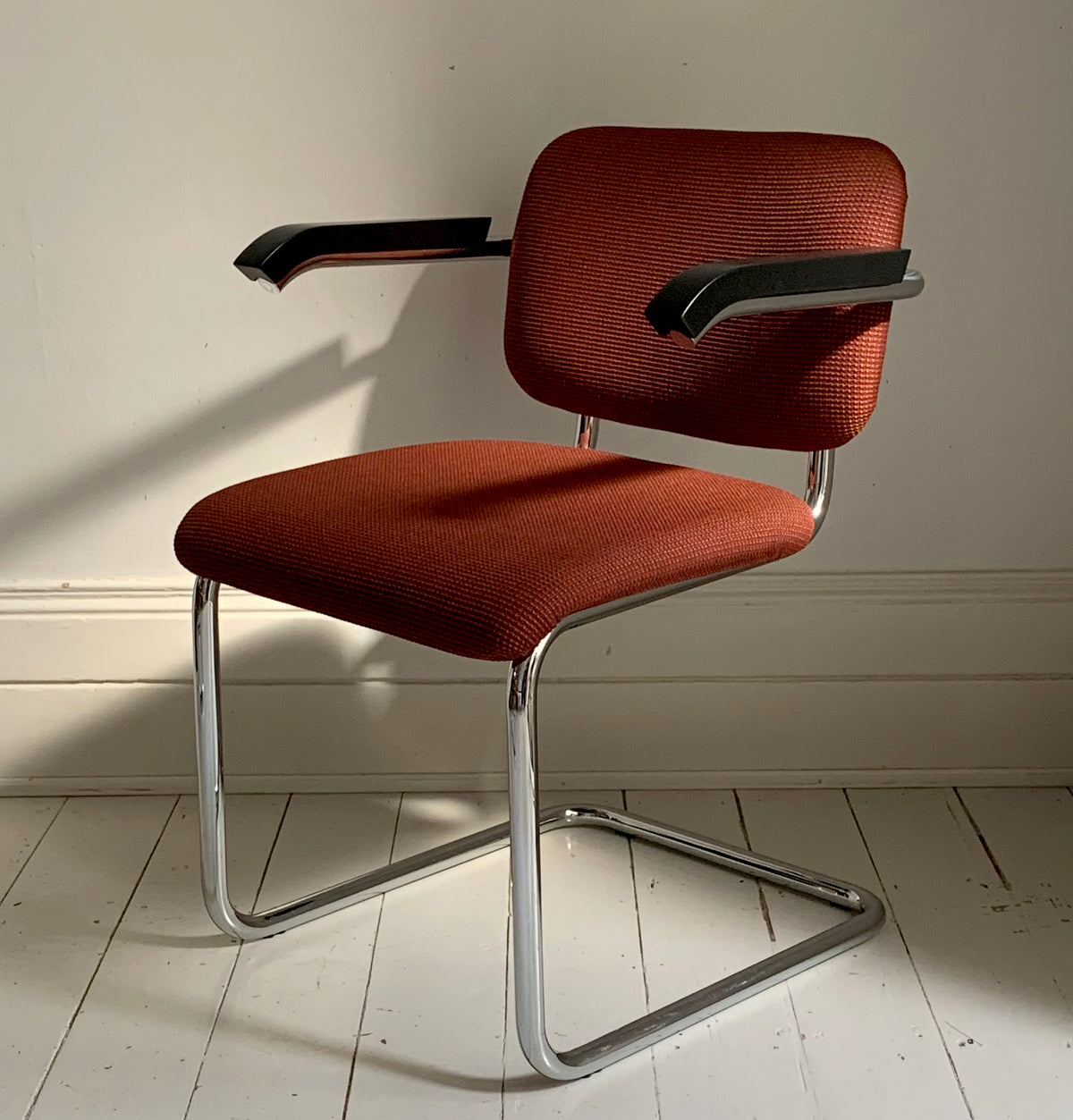 2 x Cesca Chairs / Knoll Studio + Unbranded / Terracotta Fabric / Marcel Breuer