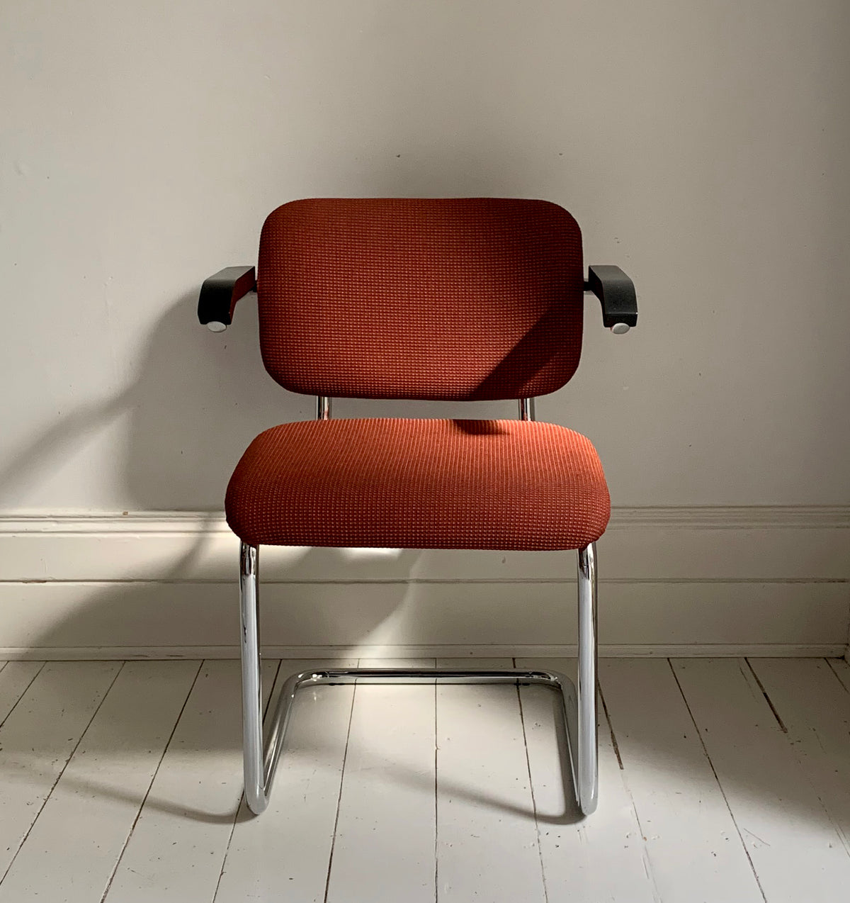 2 x Cesca Chairs / Knoll Studio + Unbranded / Terracotta Fabric / Marcel Breuer