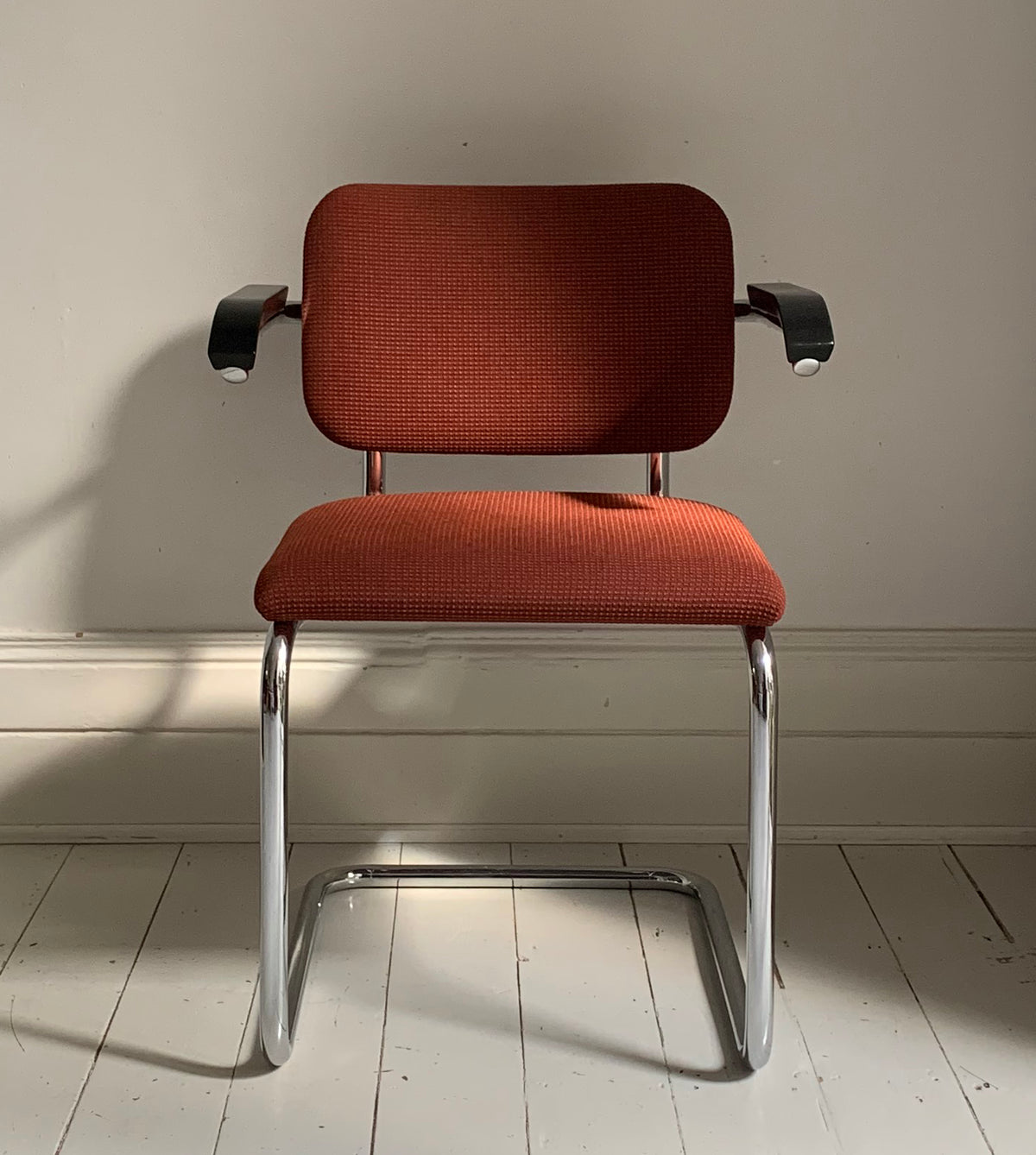 2 x Cesca Chairs / Knoll Studio + Unbranded / Terracotta Fabric / Marcel Breuer