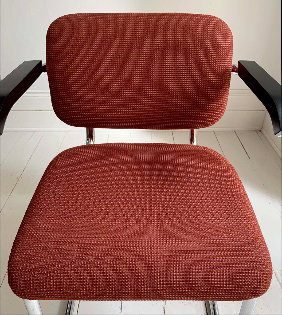 2 x Cesca Chairs / Knoll Studio + Unbranded / Terracotta Fabric / Marcel Breuer