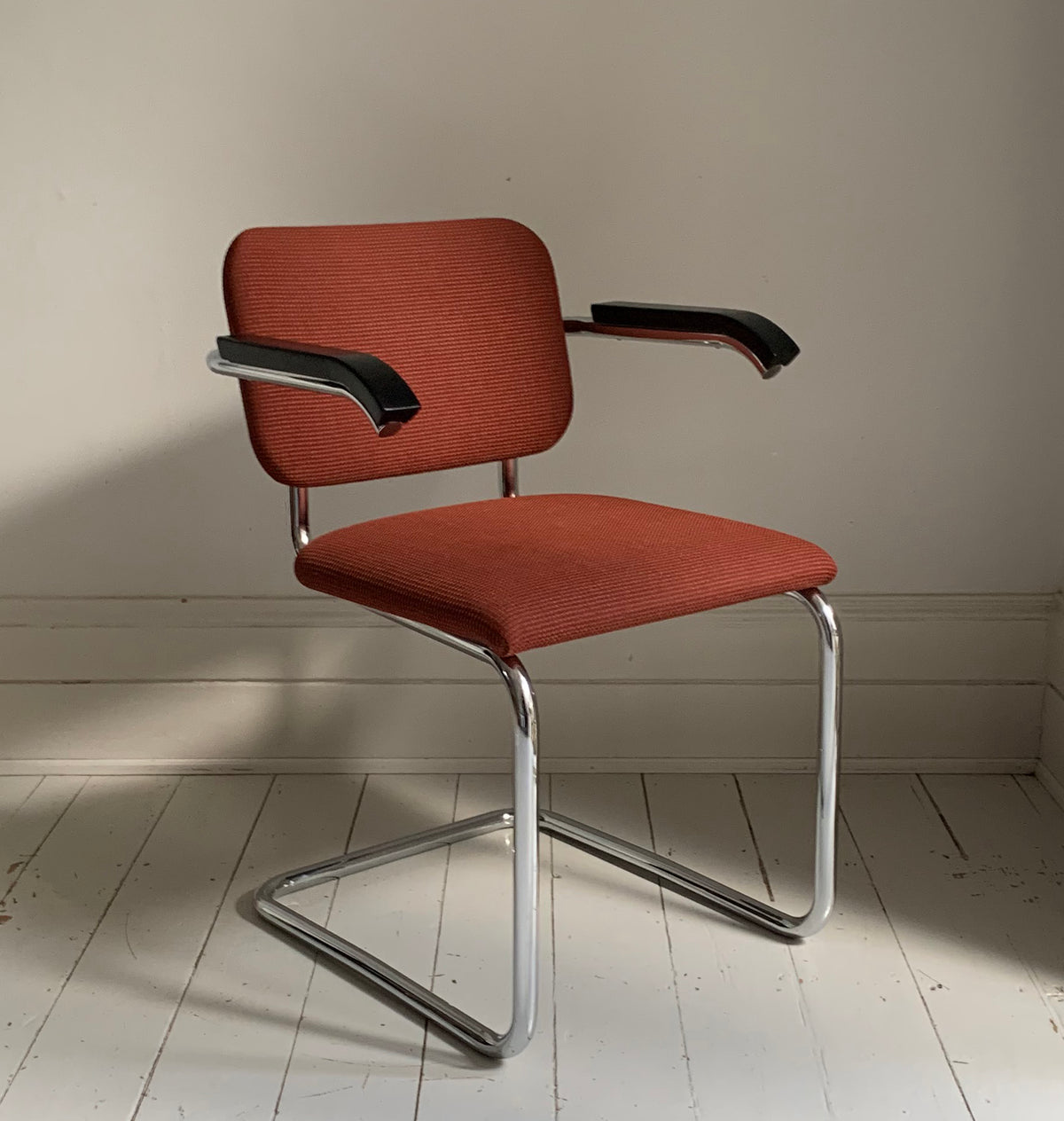 2 x Cesca Chairs / Knoll Studio + Unbranded / Terracotta Fabric / Marcel Breuer