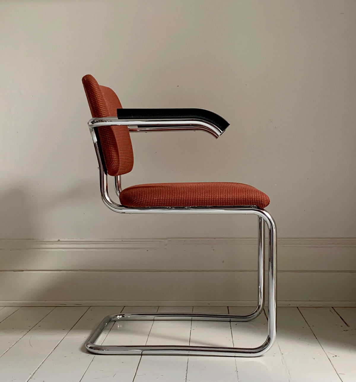 2 x Cesca Chairs / Knoll Studio + Unbranded / Terracotta Fabric / Marcel Breuer