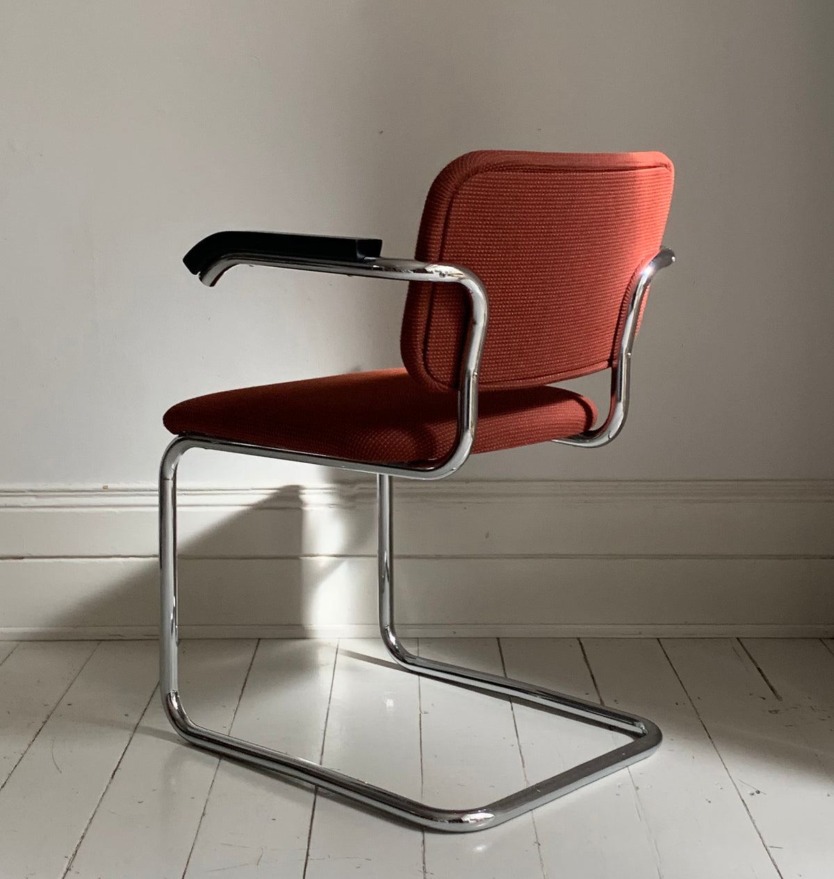 2 x Cesca Chairs / Knoll Studio + Unbranded / Terracotta Fabric / Marcel Breuer