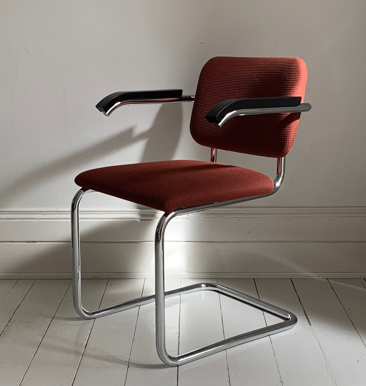 2 x Cesca Chairs / Knoll Studio + Unbranded / Terracotta Fabric / Marcel Breuer