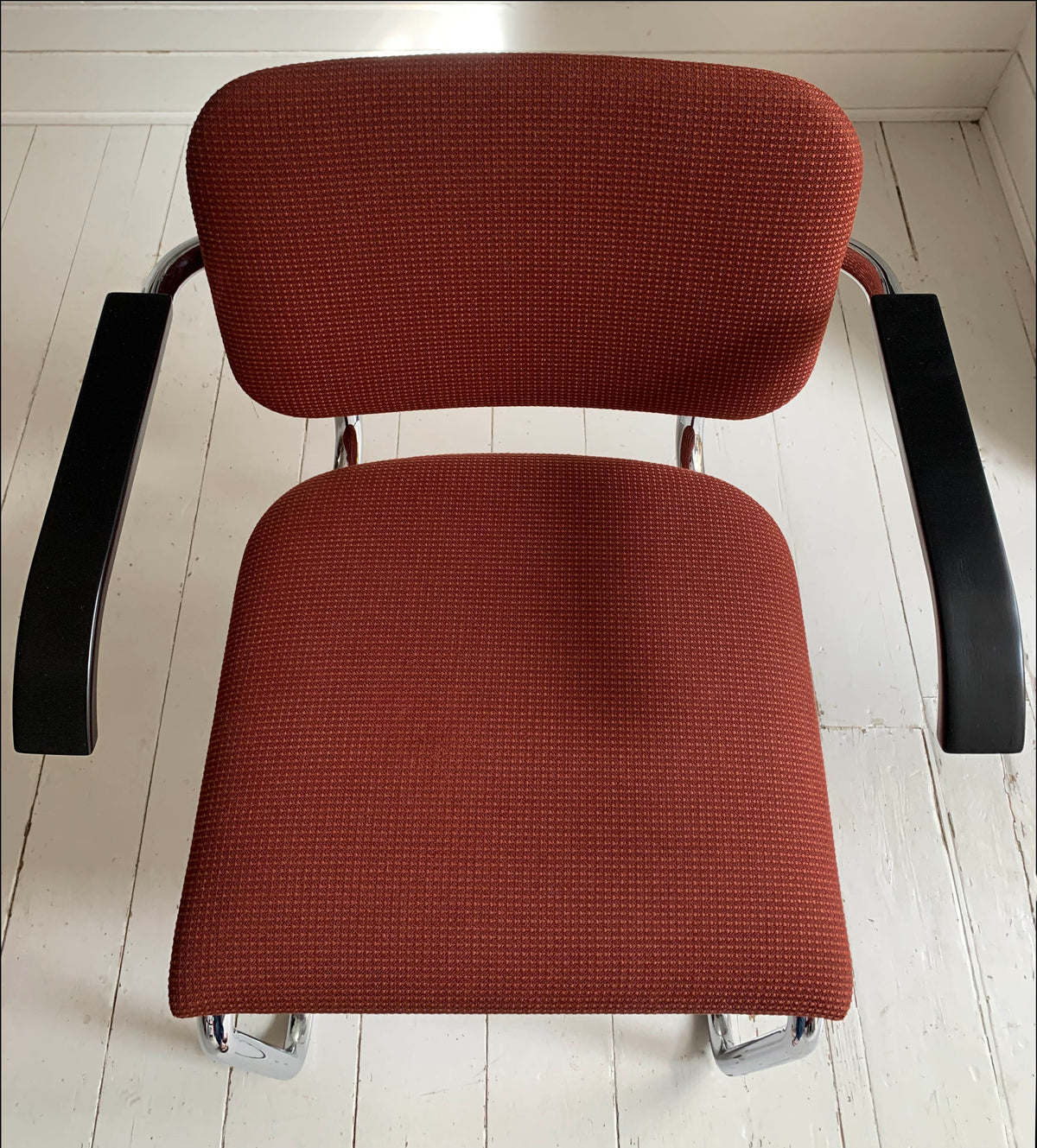 2 x Cesca Chairs / Knoll Studio + Unbranded / Terracotta Fabric / Marcel Breuer