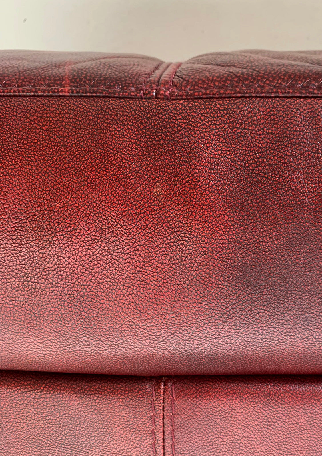 Large Red Leather Rectangular Footstool / Ottoman / Pouffe