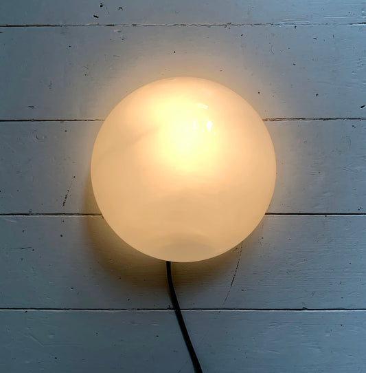 Large Vintage French Opaline 1960s / 70s Round Dome Ceiling/Wall Light Shade